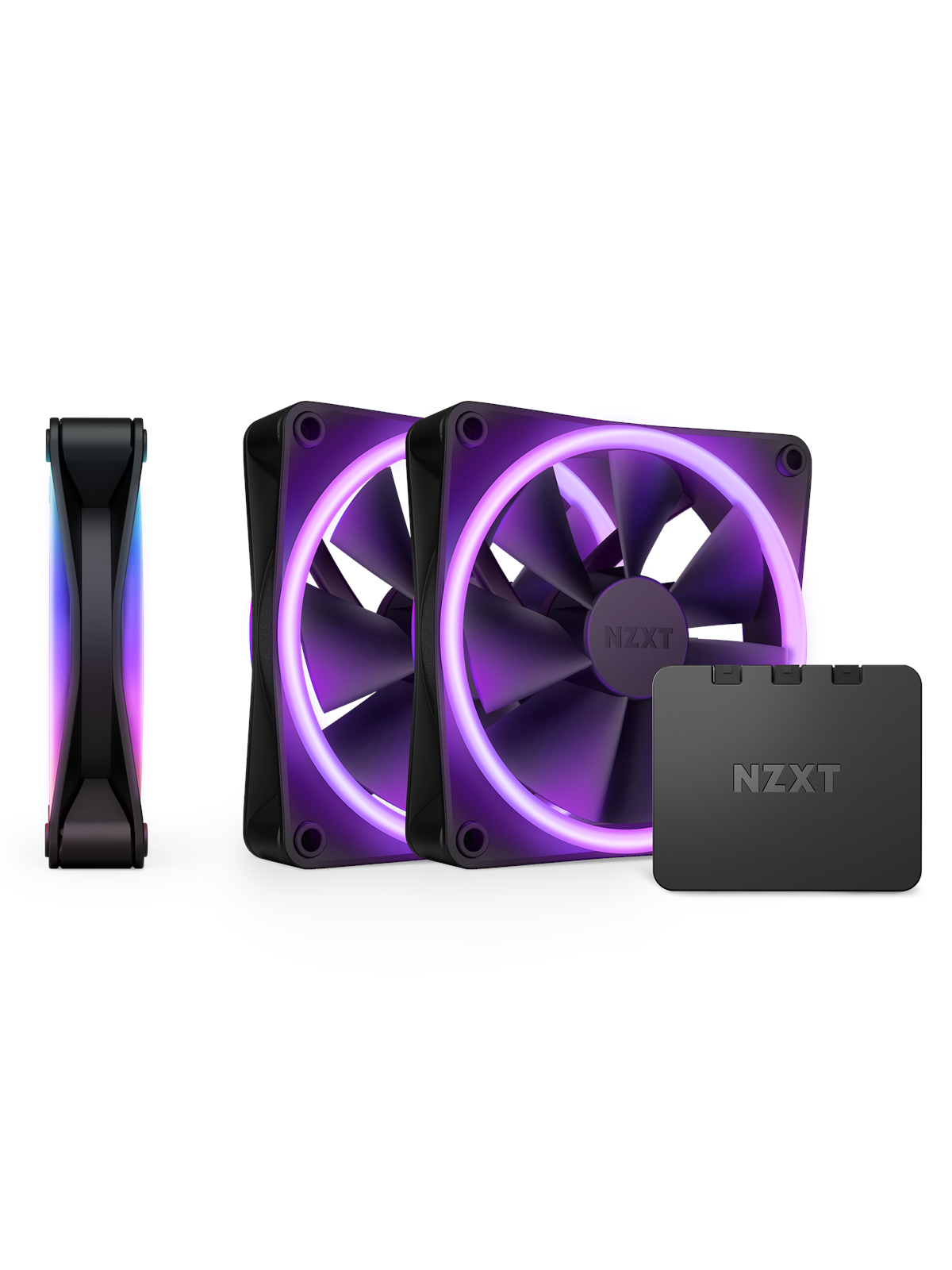 NZXT F120 RGB DUO 3-pack & RGB Controller - Black - Kabinet køler - 120mm - Sort med RGB LED lys - 29 dBA