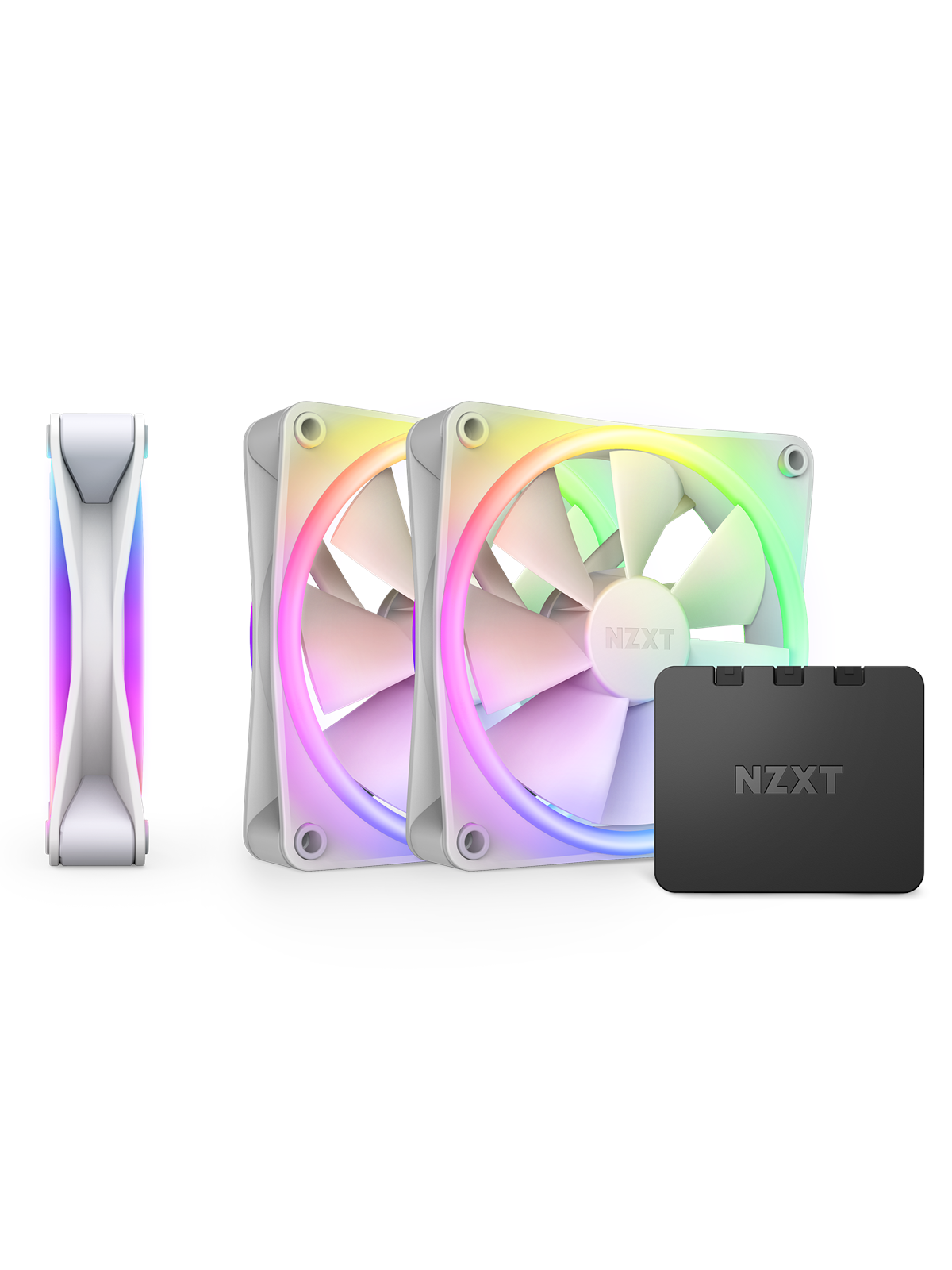 NZXT F120 RGB DUO 3-pack & RGB Controller - White - Kabinet køler - 120mm - Hvid med RGB - 29 dBA