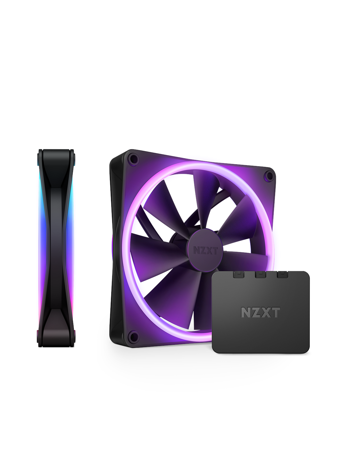 NZXT F140 RGB DUO 2-pack & RGB Controller - Black - Kabinet køler - 140mm - Sort med RGB LED lys - 36 dBA