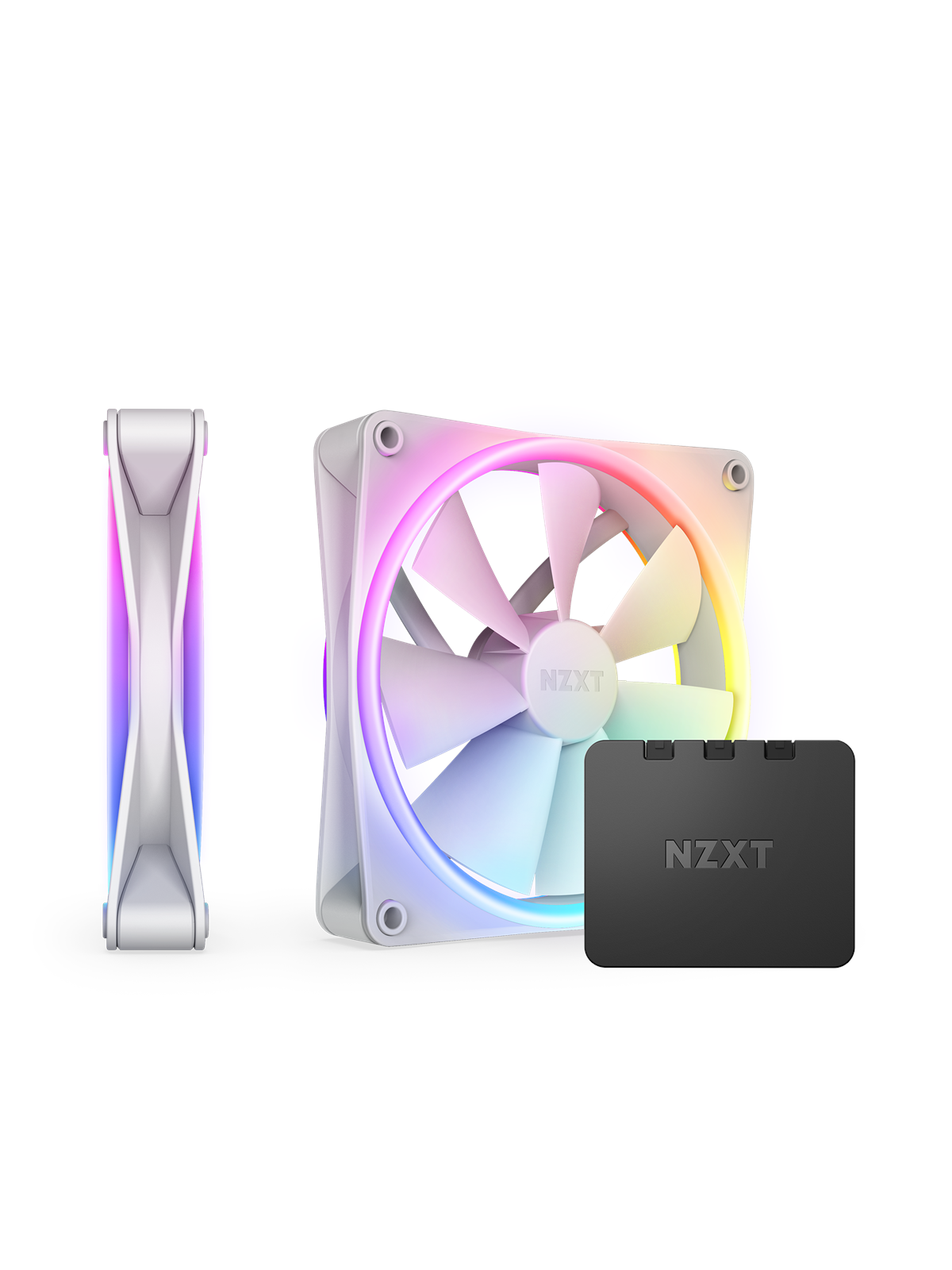 NZXT F140 RGB DUO 2-pack & RGB Controller - White - Kabinet køler - 140mm - Hvid med RGB - 36 dBA