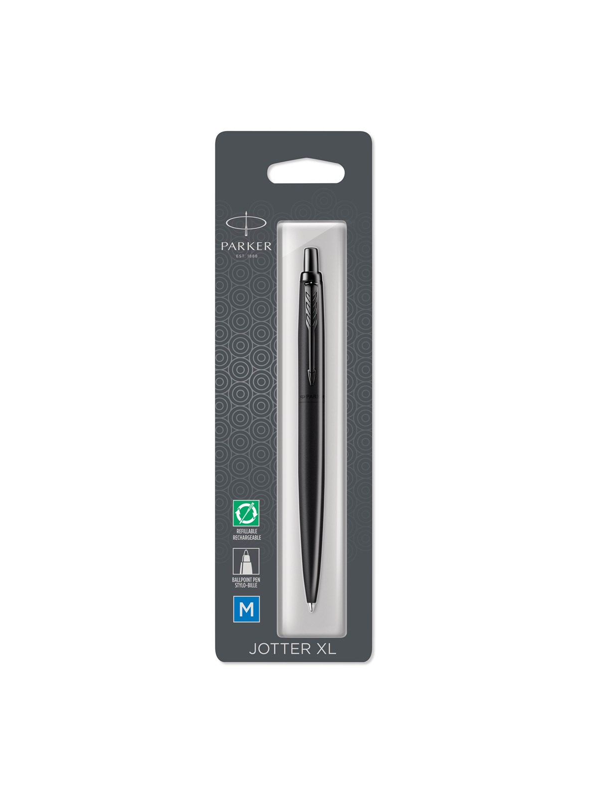 Parker Jotter XL monokrom sort BT-kuglepen, M blå, boblepakke med 1, Tegneværktøj