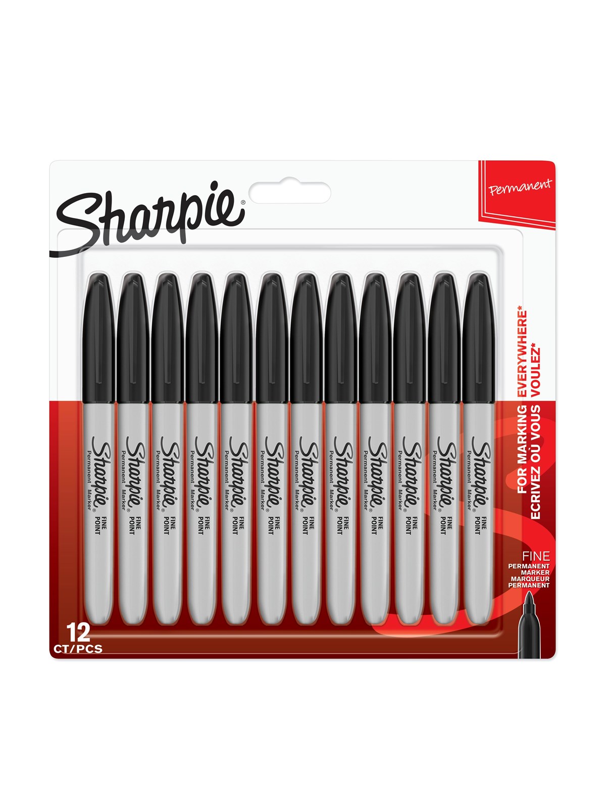 Sharpie Permanent Markers | Fin spids | Sort | 12 styk, Tegneværktøj