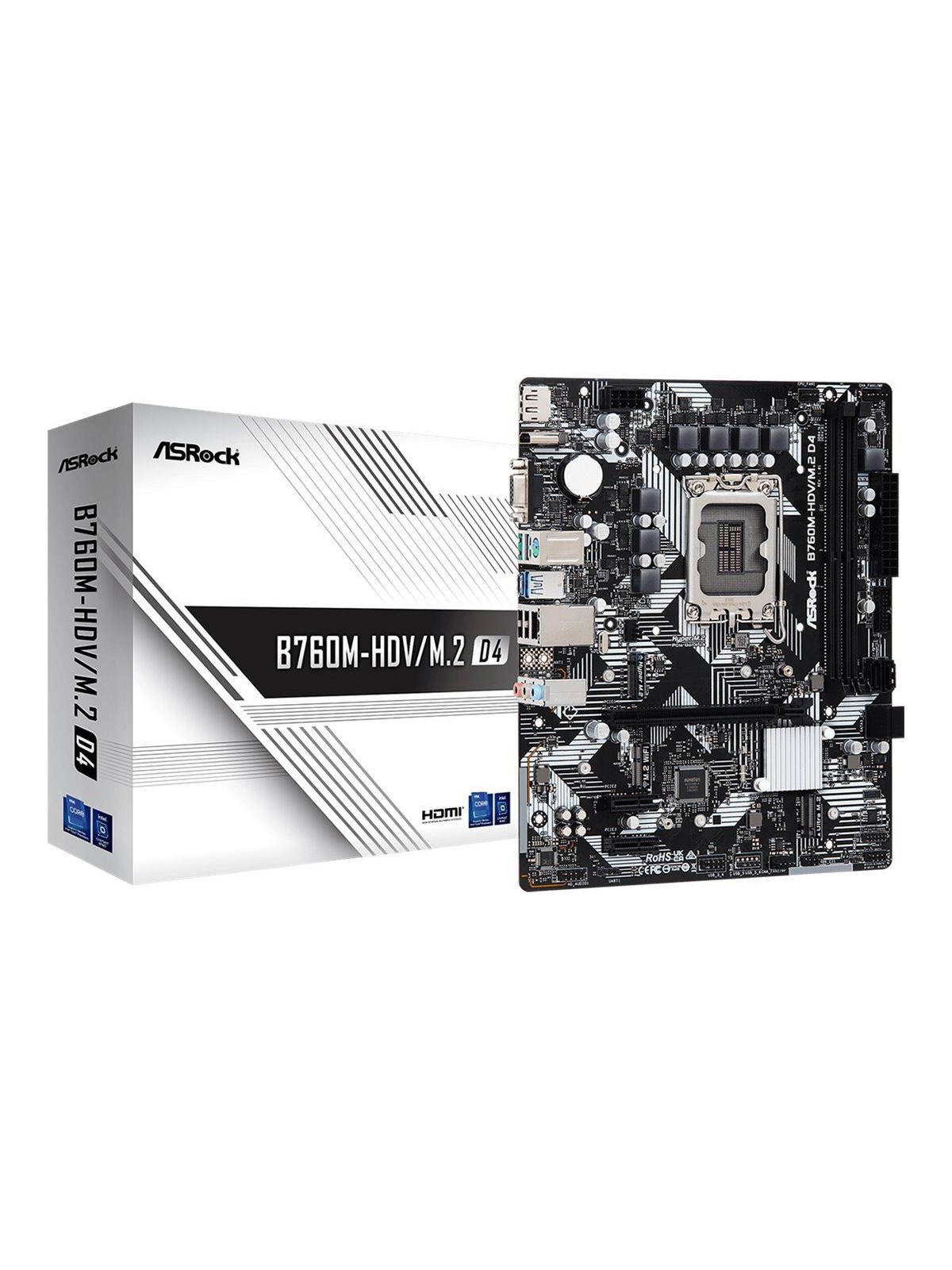 ASRock B760M-HDV/M.2 D4 Bundkort - Intel B760 - Intel LGA1700 socket - DDR4 RAM - Micro-ATX