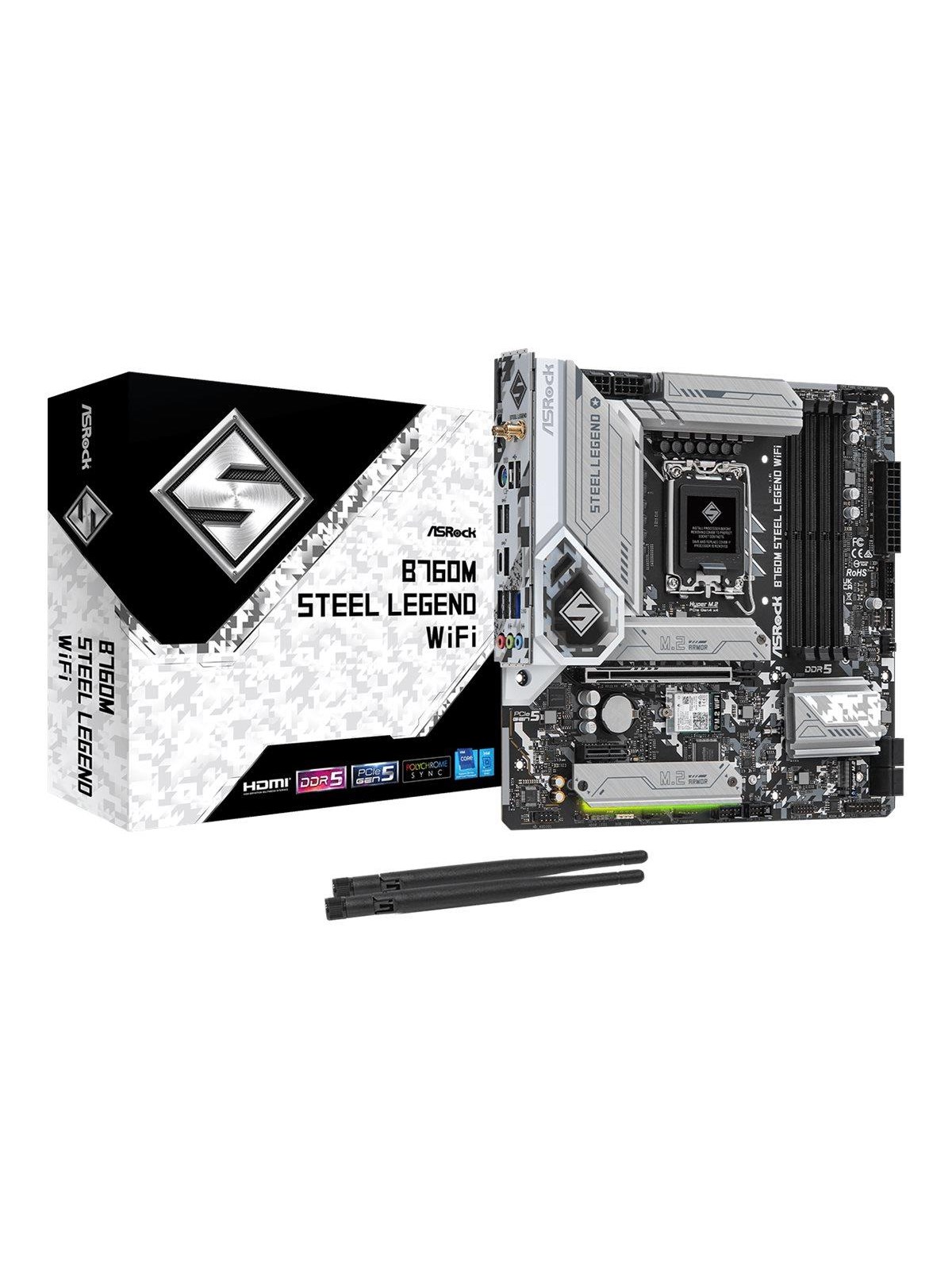 ASRock B760M STEEL LEGEND WIFI Bundkort - Intel B760 - Intel LGA1700 socket - DDR5 RAM - Micro-ATX