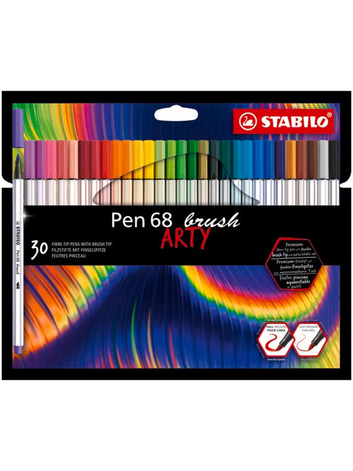 STABILO Pen 68 ARTY, sæt med 30 pensel penne, Hobby Artikler