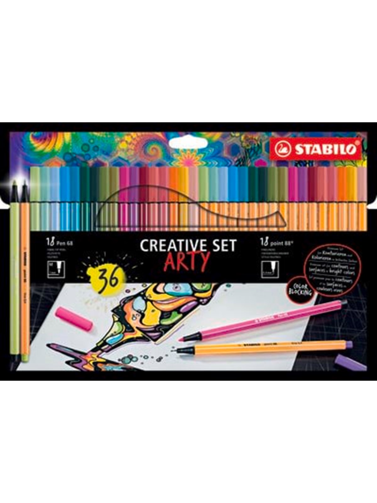 STABILO Pen 68/88 Arty, sæt med 36 penne i 18 farver, Hobby Artikler