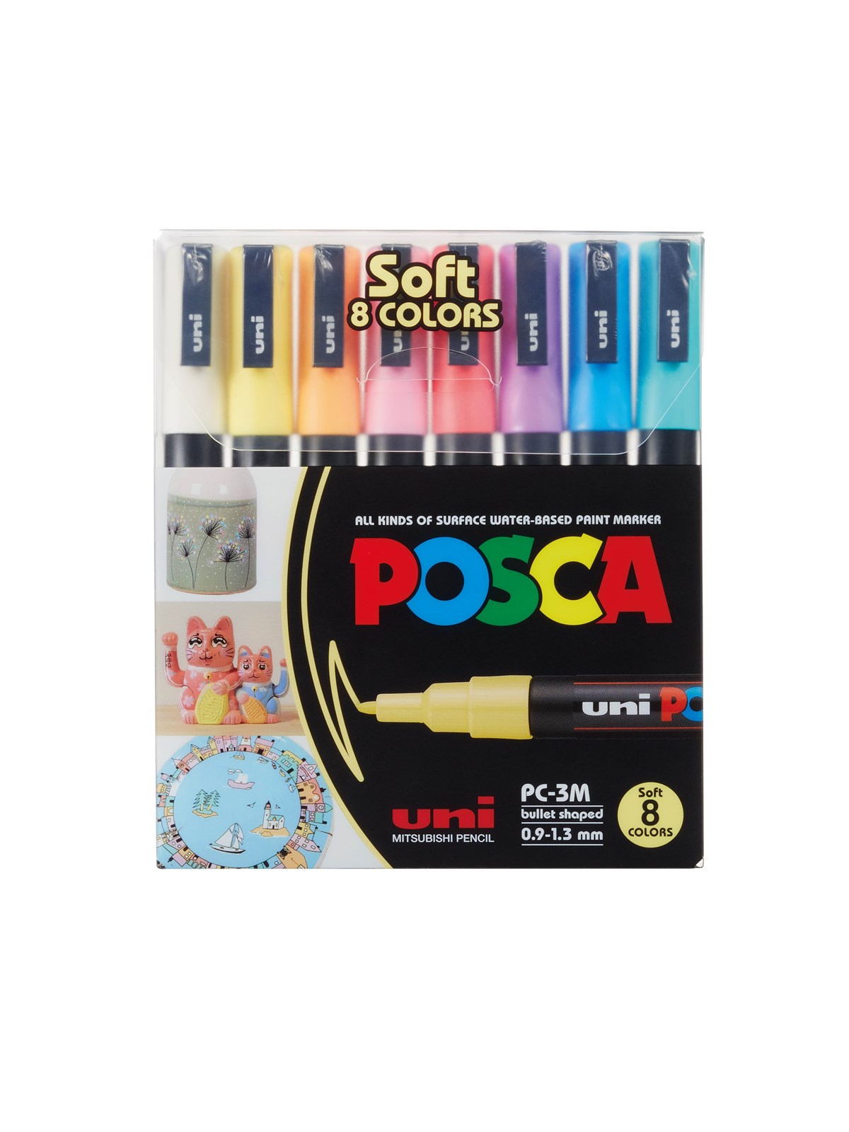 POSCA marker sæt Soft farver, PC-3M 8 ass., Hobby Artikler