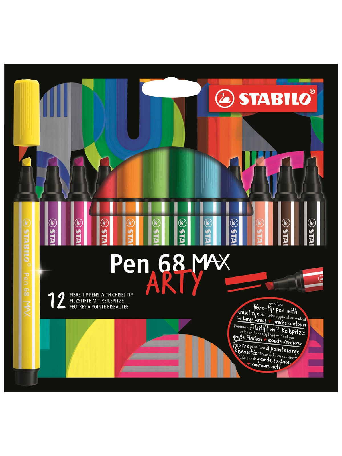 STABILO Pen 68 Max Arty sæt med 12 penne, Hobby Artikler