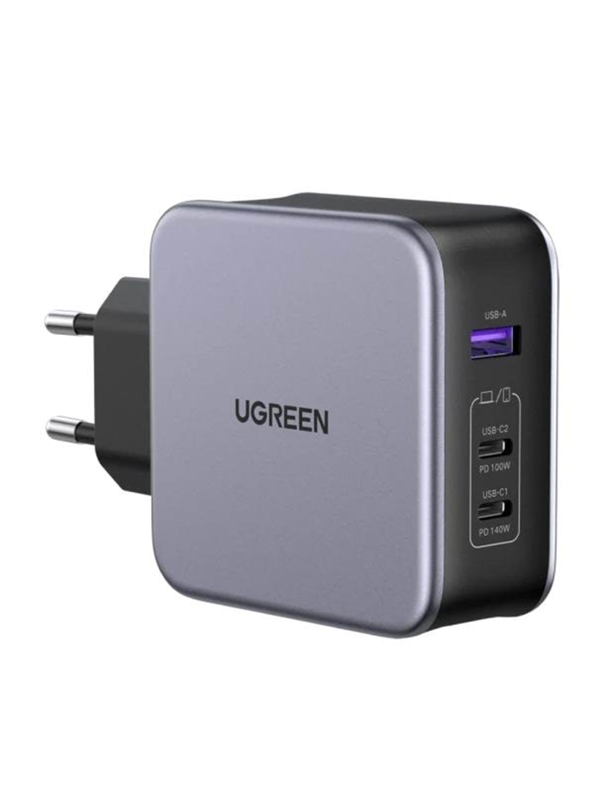 UGREEN Nexode 140W USB-C PD GaN Charger-3 Ports Wall Charger + 1.5m USB-C cable - Black