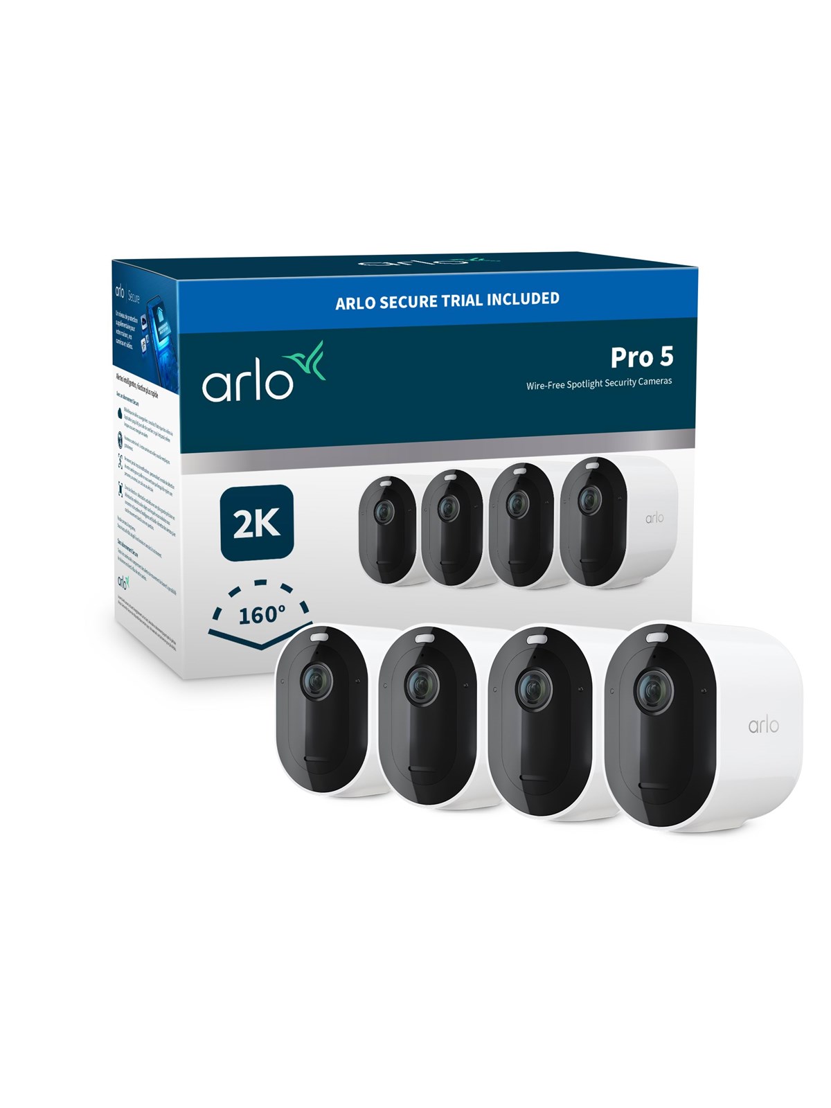 Arlo Pro 5 - trådløst sikkerhedskamerasystem - 4 kamerær - hvid, Smart Home