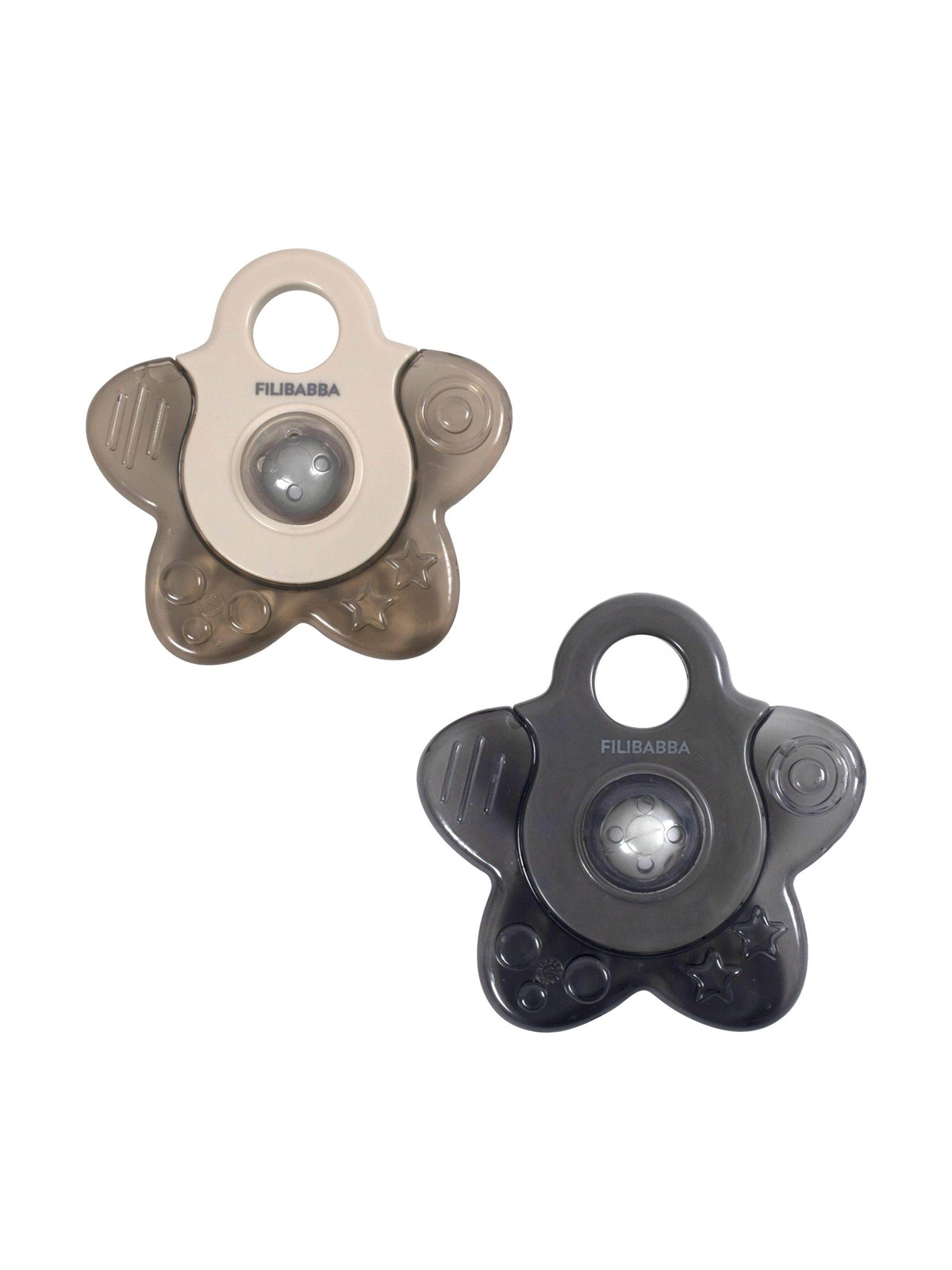 Filibabba Teether - Cooling star 2-pack grey mix, Babylegetøj