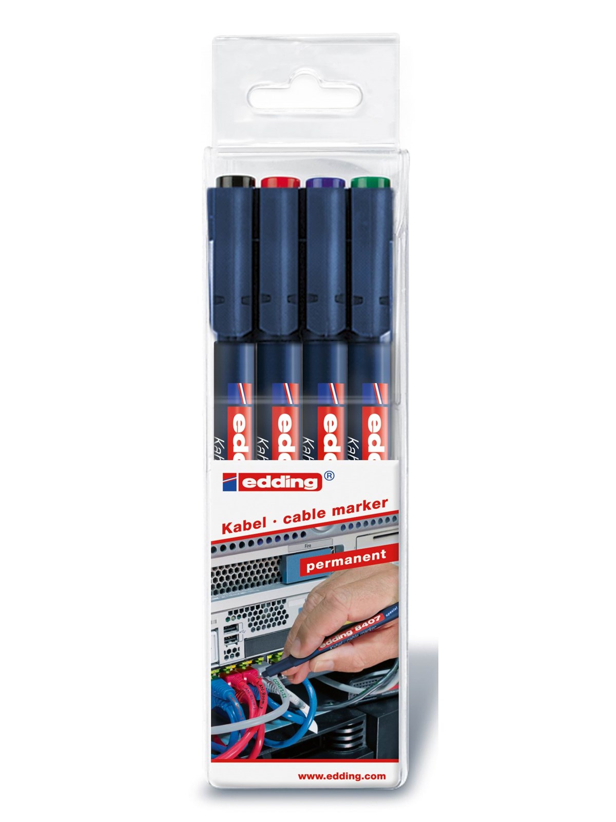 Edding e-8407 kabel marker sæt af 4 assorterede farver, Tegneværktøj