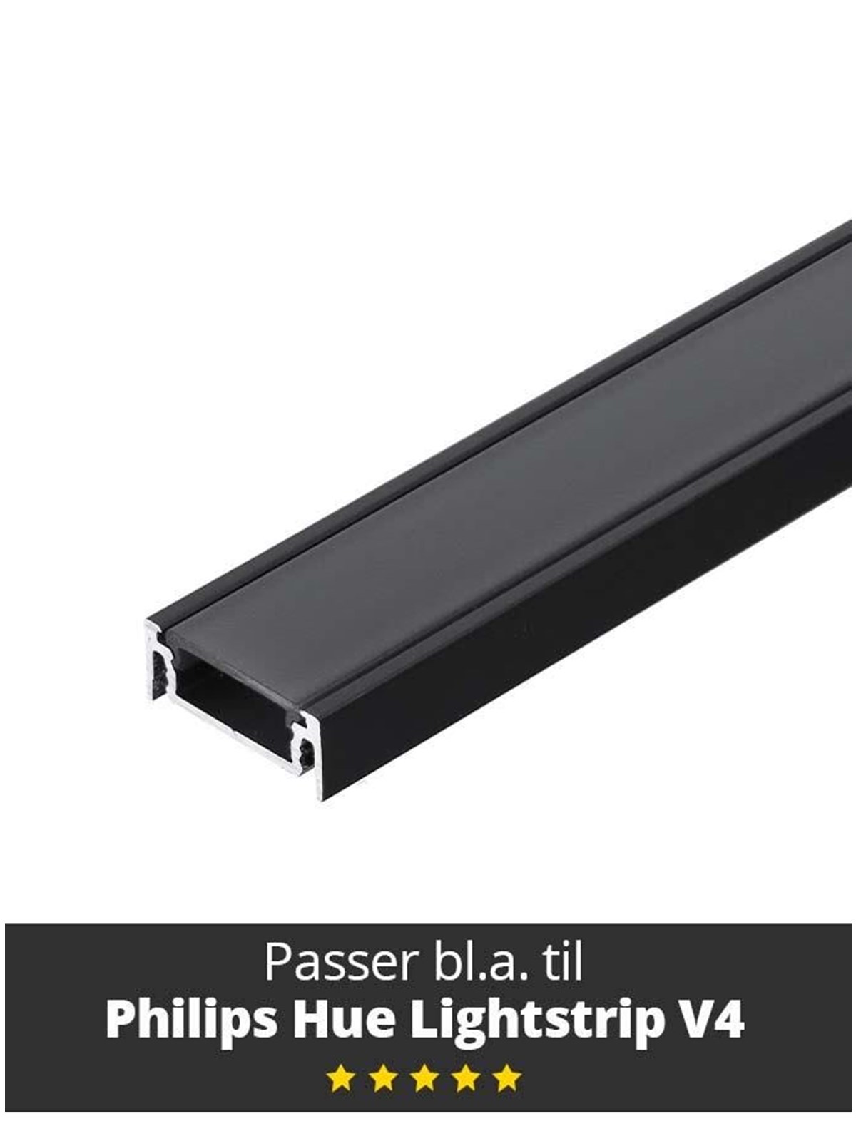 Light Solutions Aluminum profile - Model S for Philips Hue and WiZ - Black