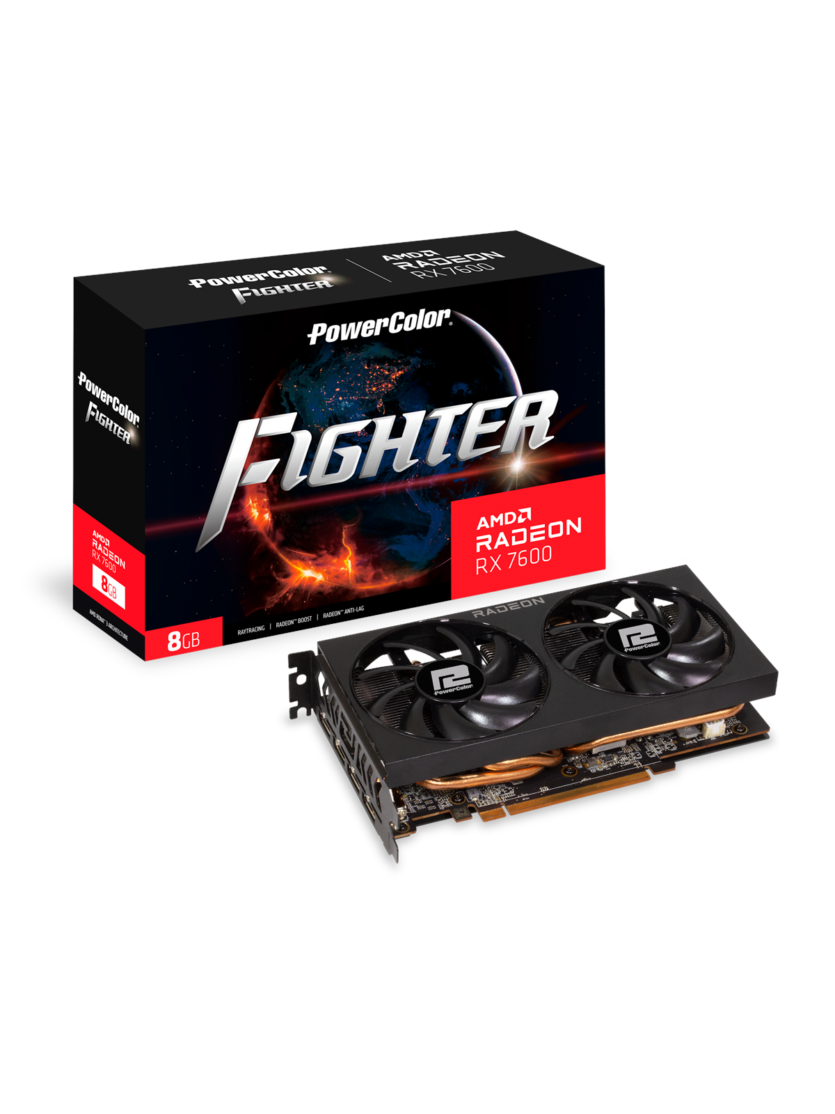 PowerColor Radeon RX 7600 Fighter - 8GB GDDR6 RAM - Grafikkort, Grafikkort