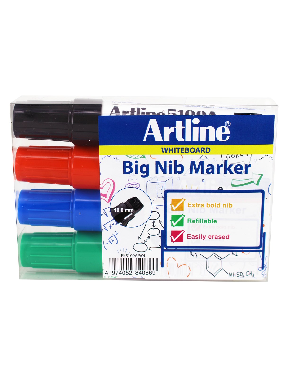 Artline EK5109AW4 Big Nib Whiteboardmarker, Tegneværktøj