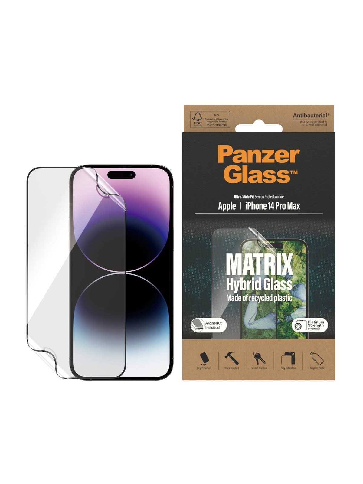 PanzerGlass MATRIX Screen Protector Apple iPhone 14 Pro Max | Ultra-Wide Fit m. AlignerKit