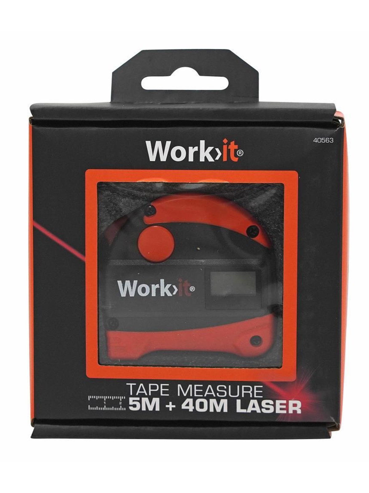 Work>it Tape Measure with Laser 40 meter, Måleværktøj