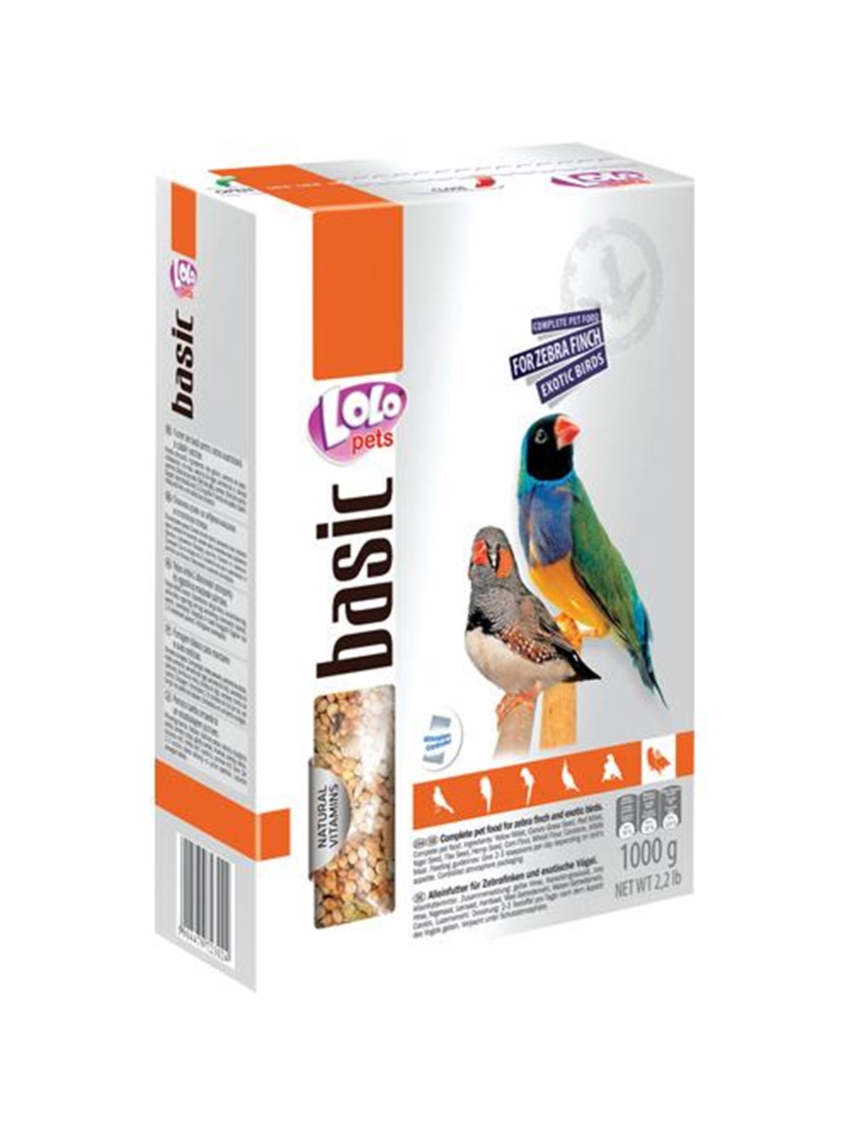 Lolo Pets Zebra Finch and Exotic Bird Food 1kg, Fuglefoder Snacks Vitaminer