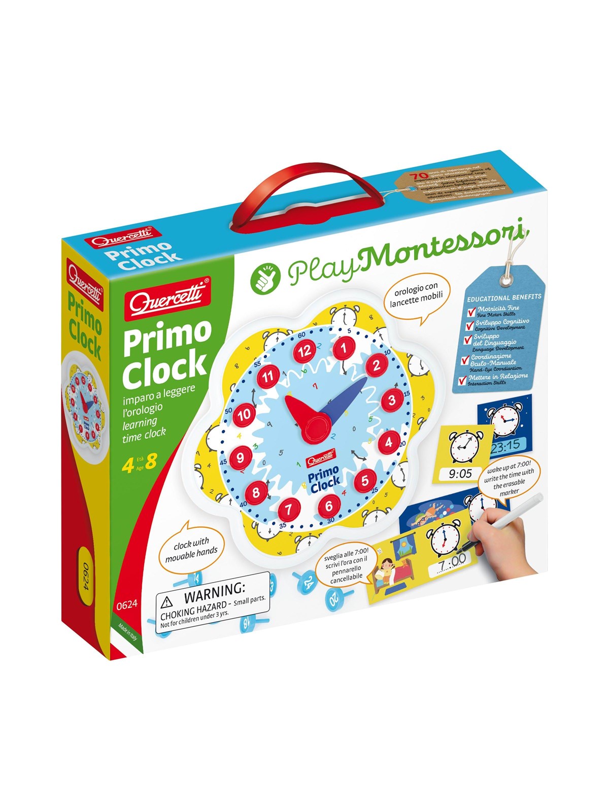 Quercetti Play Montessori Primo Clock, Babylegetøj