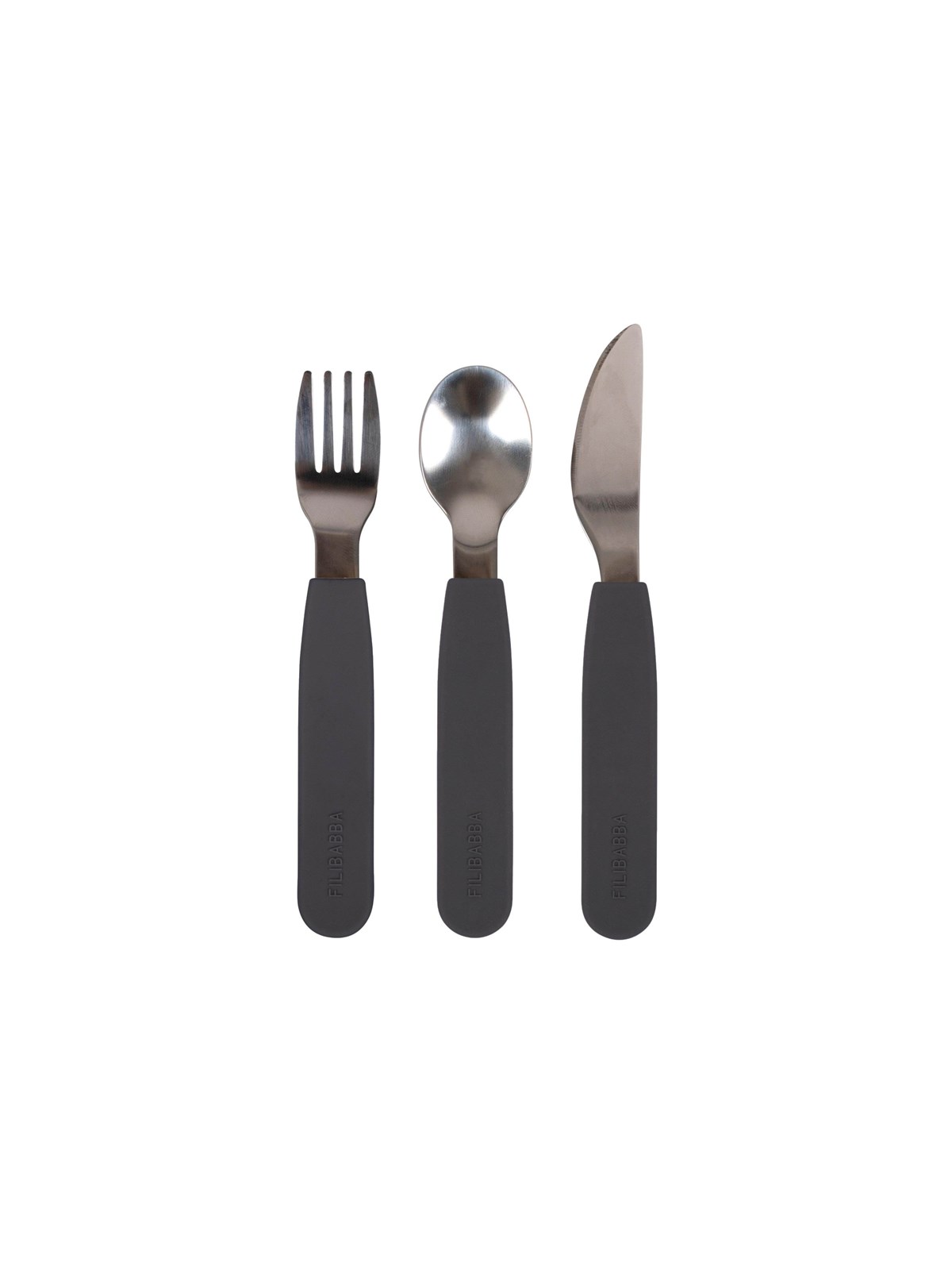 Filibabba Silicone cutlery set - Stone Grey, Babyudstyr
