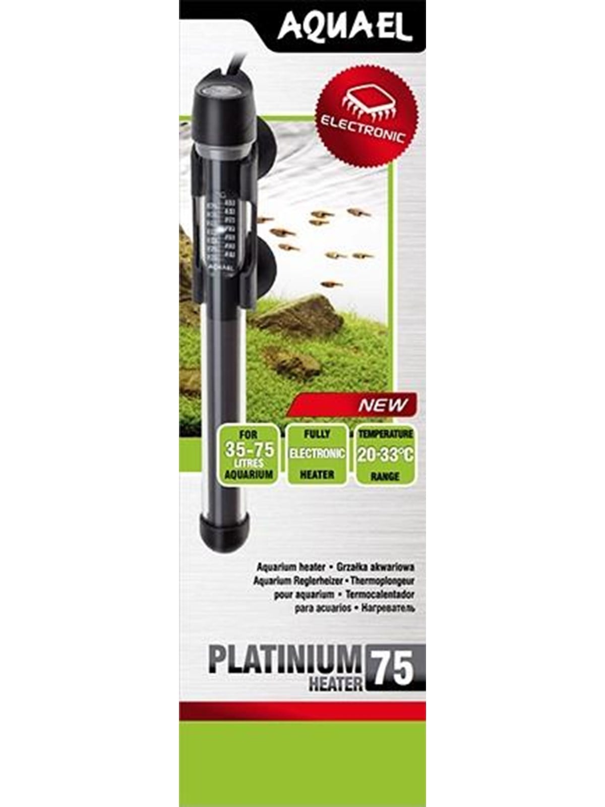 AQUæL Platinium Aquarium Heater 75W, Fisk