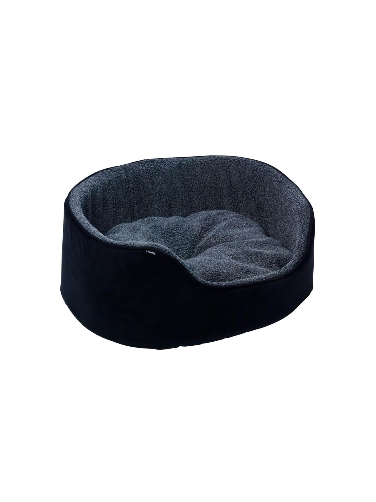Dogman Pet Bed Sherpa High Rim Black Medium 60x48x23cm, Hundeudstyr
