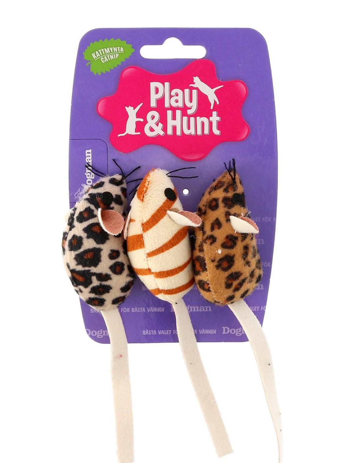 Dogman Safari mus 3-pack med catnip, Katteudstyr