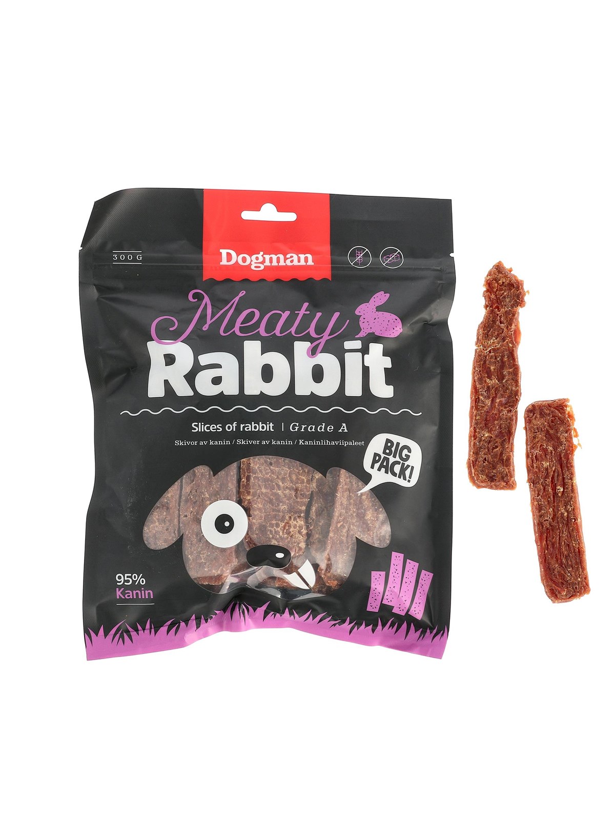 Dogman Meaty Rabbit Slices Grain-Free Dog Treats 300g, Hundeudstyr