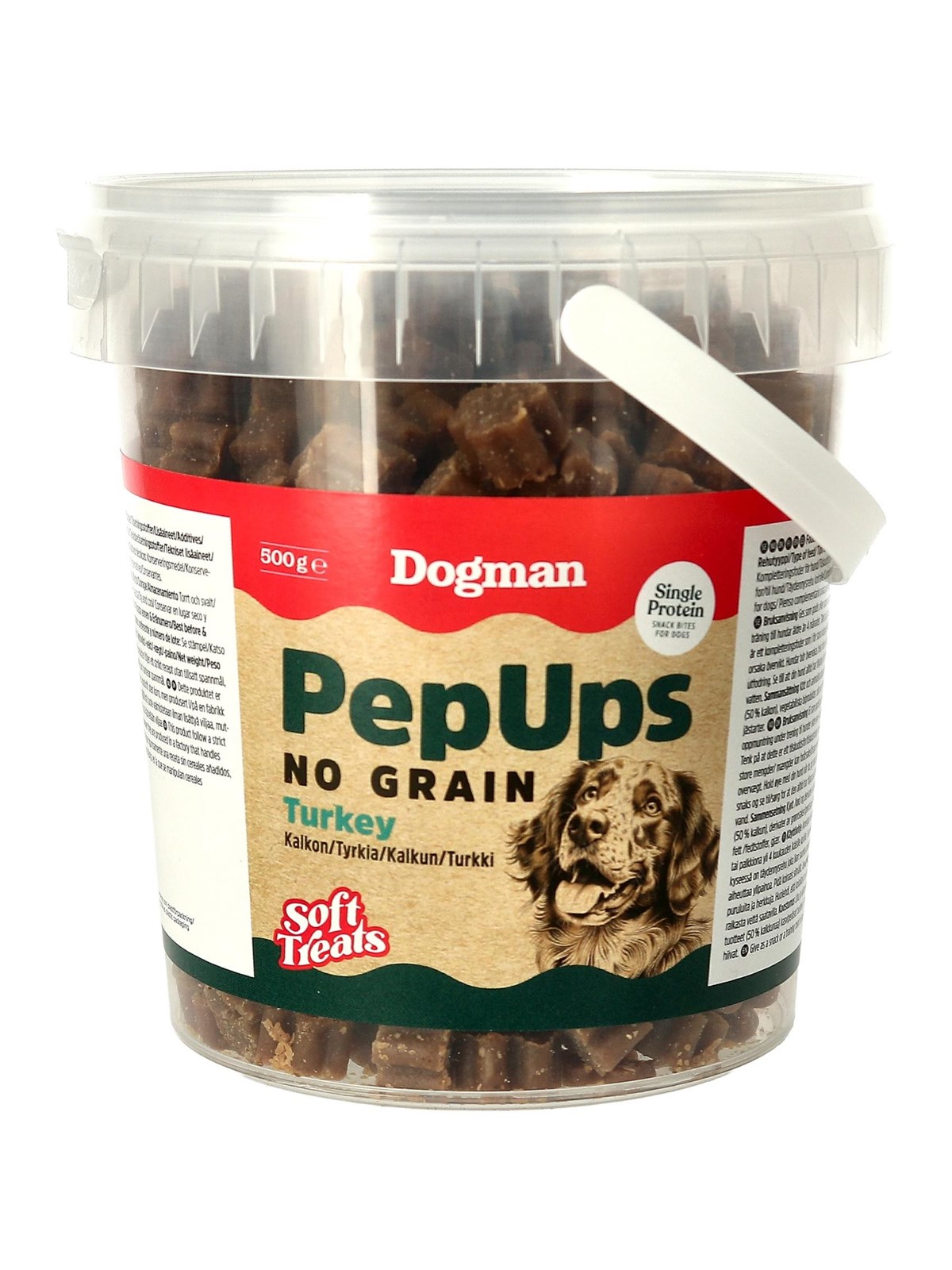 Dogman Pep Ups No Grain Kalkun Hundegodbidder 500g, Hundeudstyr