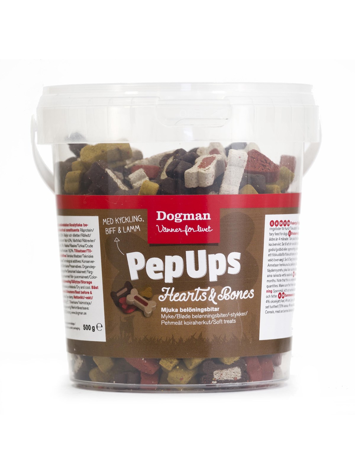 Dogman Pep Ups Hearts o Bones mix500g, Hundeudstyr