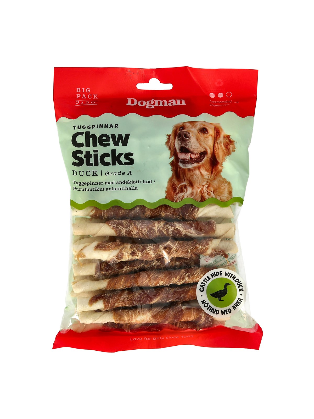 Dogman Tyggepinde med And 25-Pak (313g), Hundeudstyr