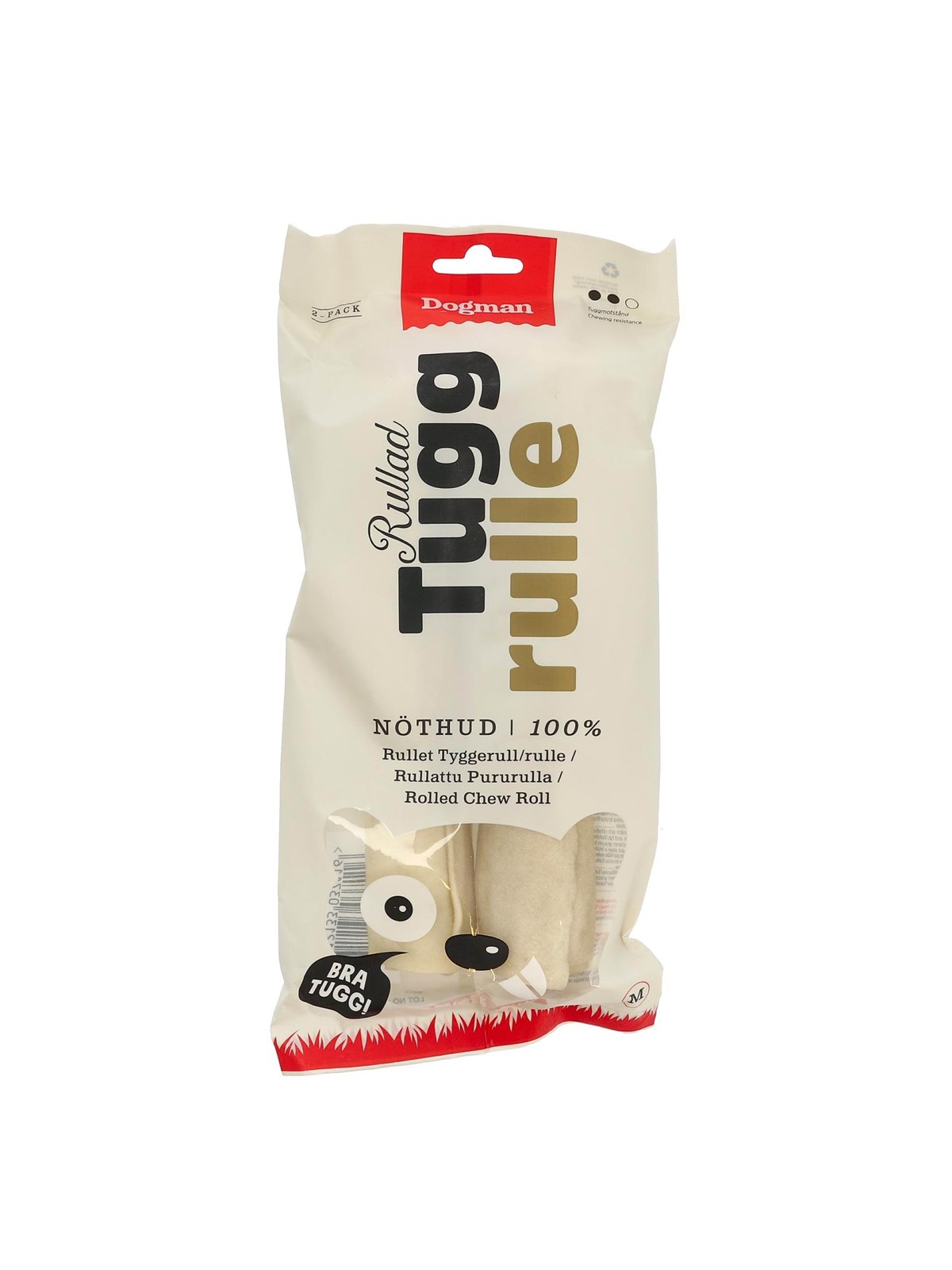 Dogman Tyggerulle rullet hvid, M 2-pack, Hundeudstyr