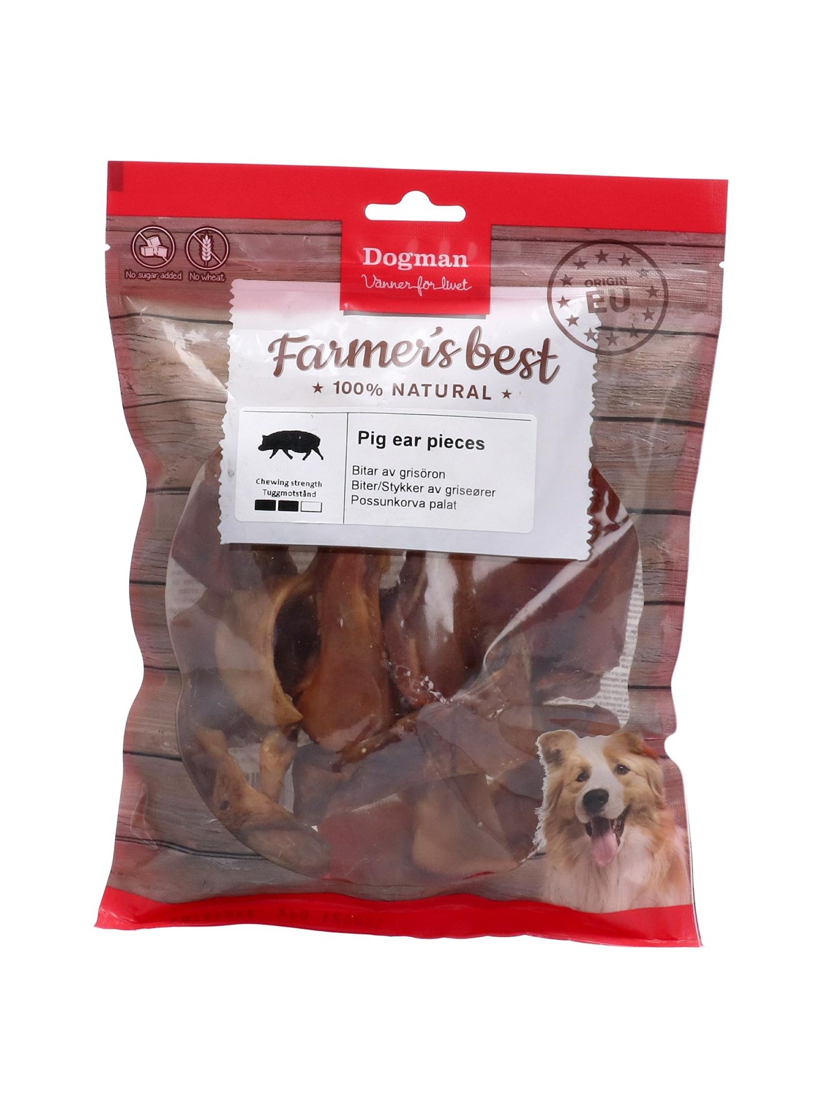 Dogman Pig ear pieces 250g, Hundeudstyr
