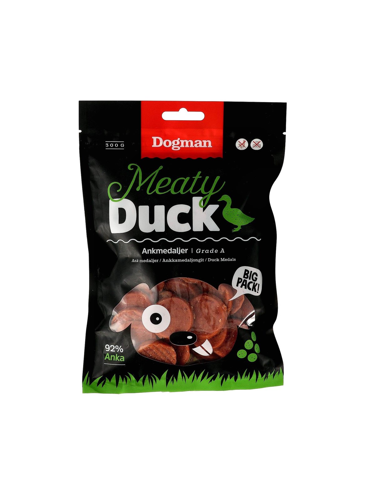 Dogman Meaty Kødrige Andemedaljer Hundegodbidder 300g, Hundeudstyr