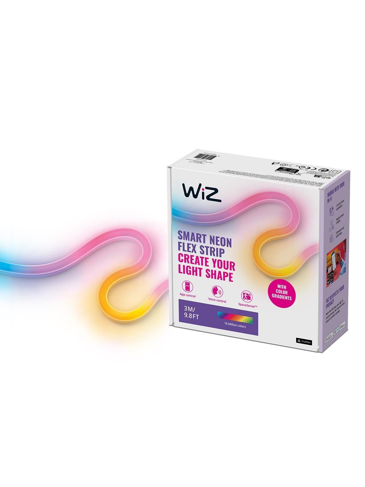 WiZ Smart Flexible Neon LED strip, 3 m, RGB og Justerbart hvidt lys, Smart Home