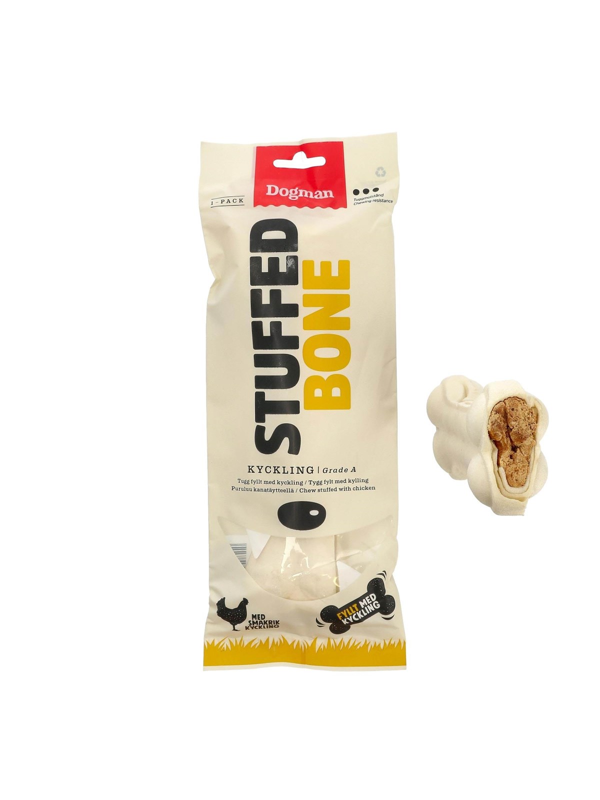 Dogman Chicken Stuffed Bone Dog Treat (1-Pack), Hundeudstyr