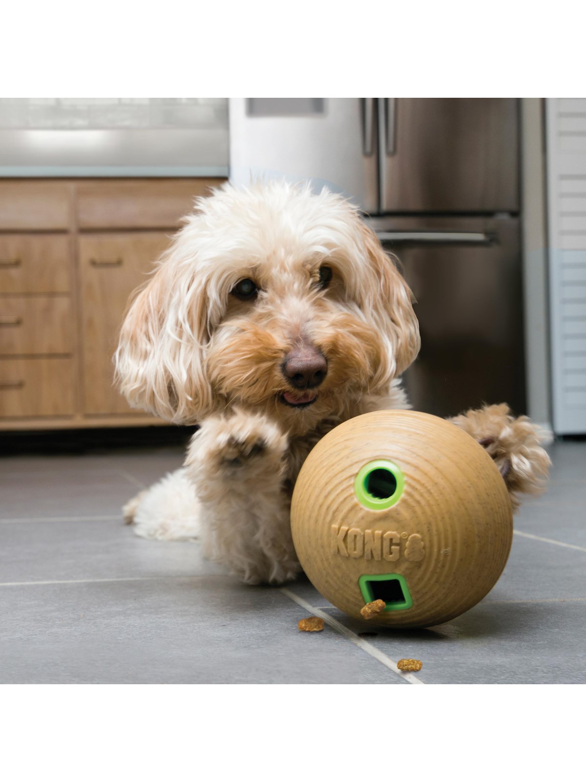 KONG Hundelegetøj Bambus Foderbold Godbidsdispenser 12cm, Hundeudstyr