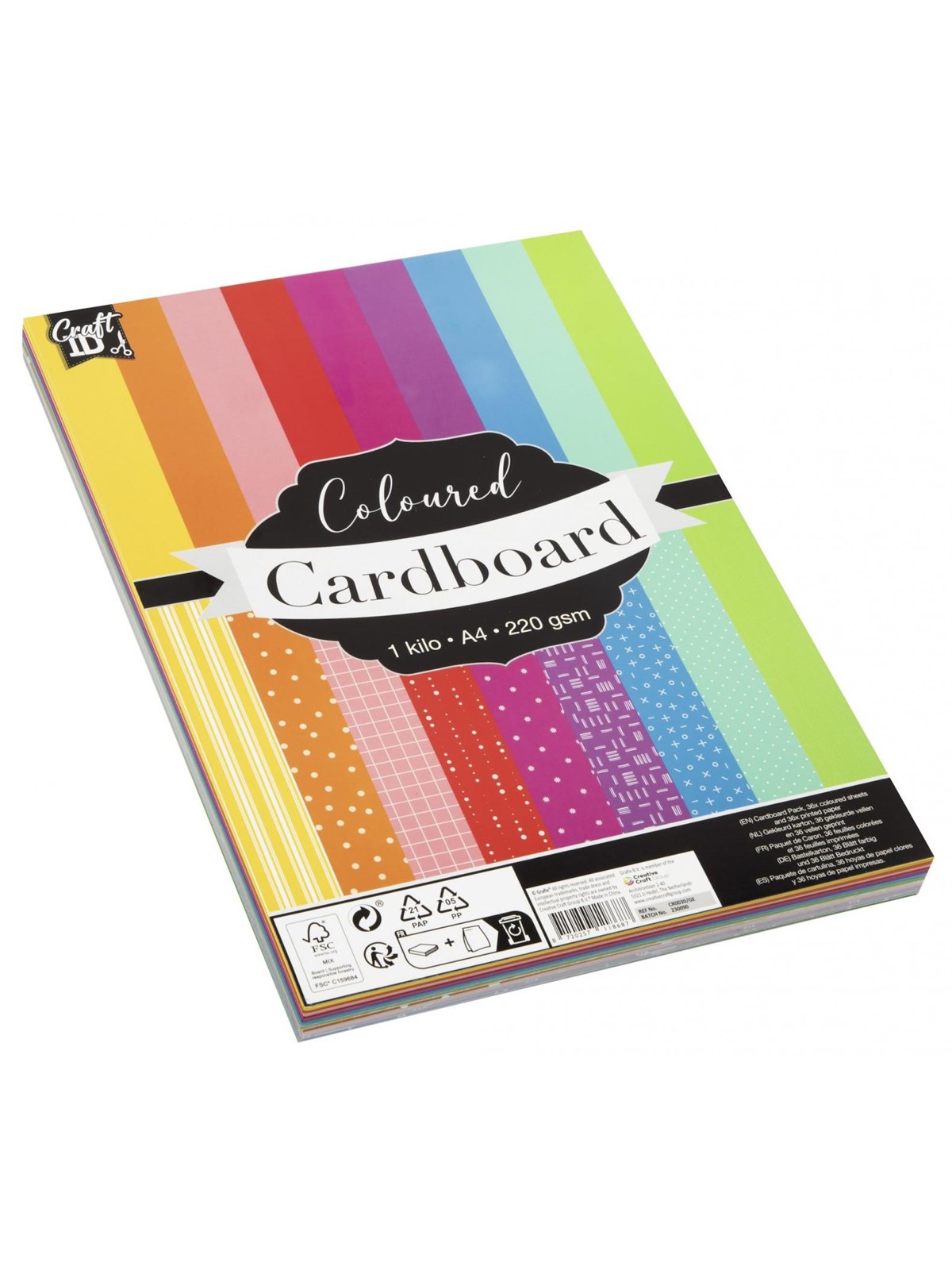 Craft Sensations Karton A4, 1 kilo , 220g. Ass farver, Hobbyartikel