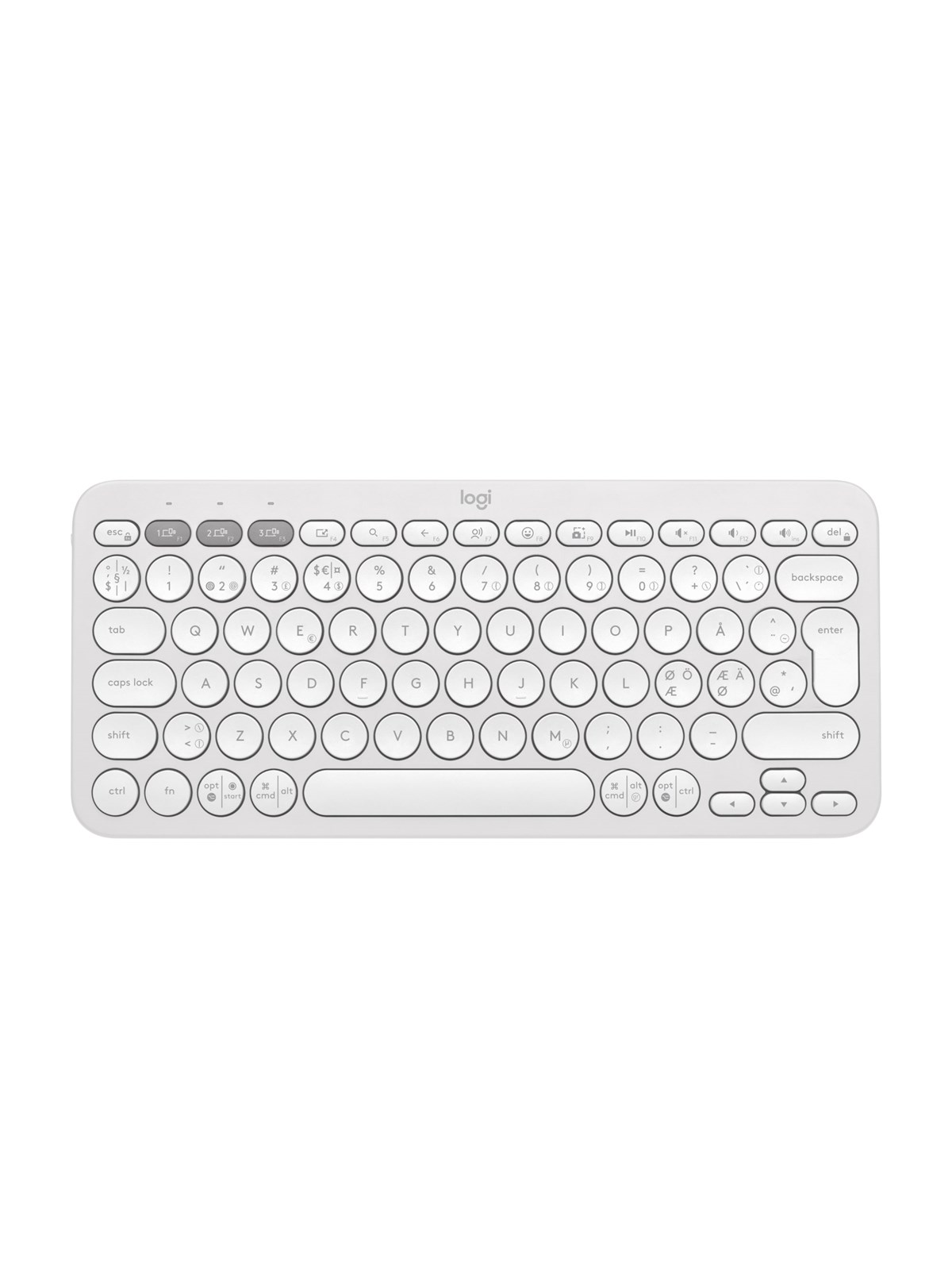 Logitech Pebble Keys 2 K380s Wireless Keyboard - Tonal Off-White - Tastatur - Nordisk - Hvid