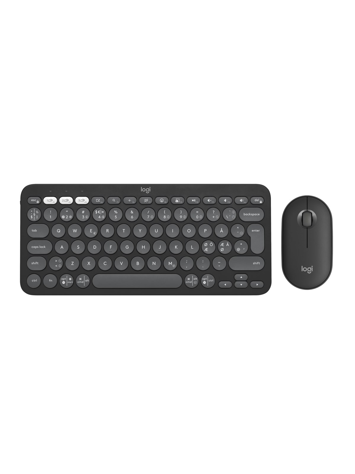 Logitech Pebble 2 Combo Wireless Keyboard/Mouse - Tonal Graphite - Tastatur & Mus sæt - Nordisk - Sort