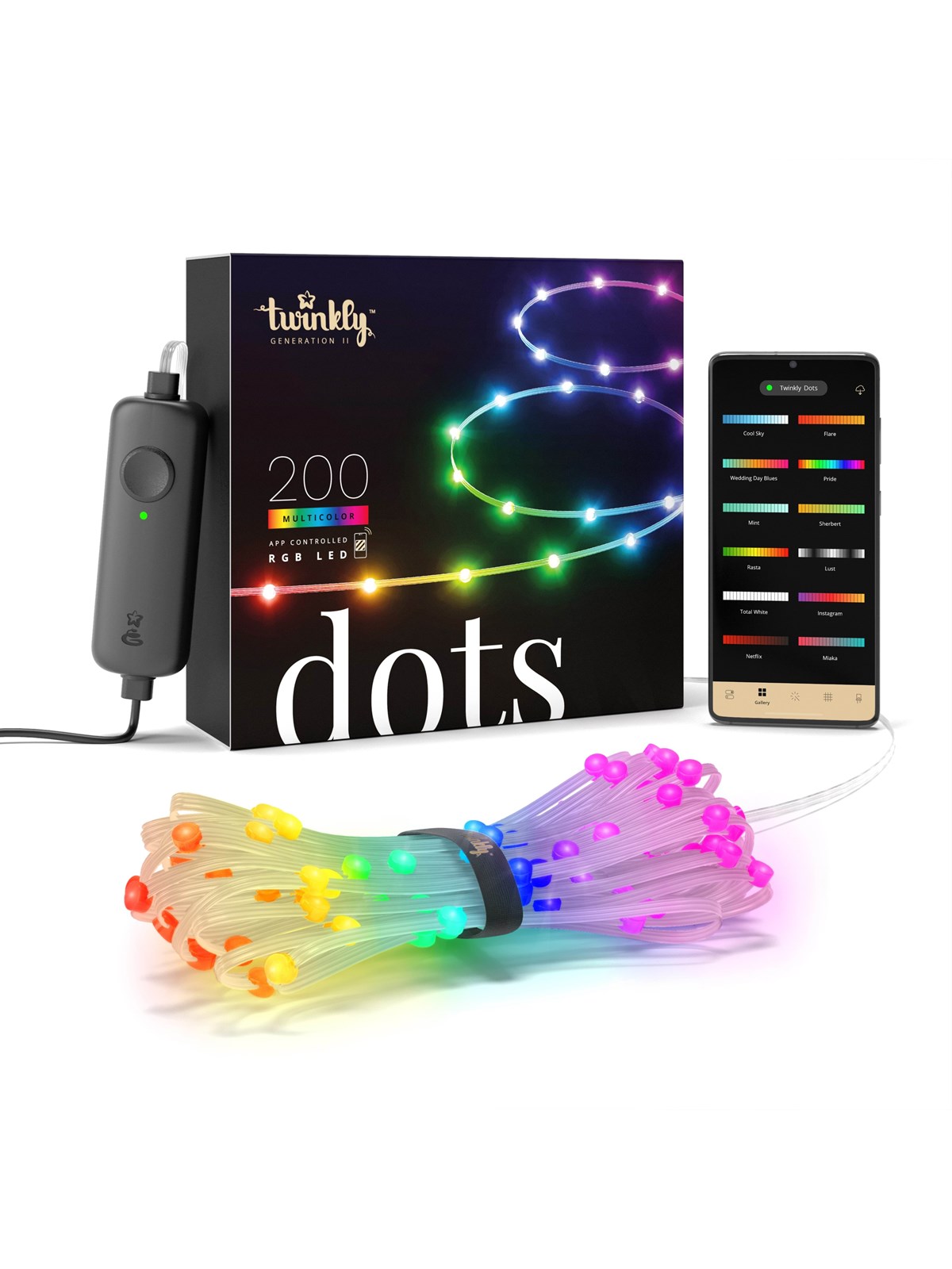 Twinkly Dots - 200 App-controlled RGB LEDs. 10 Meters. Clear Wire., Smart Home