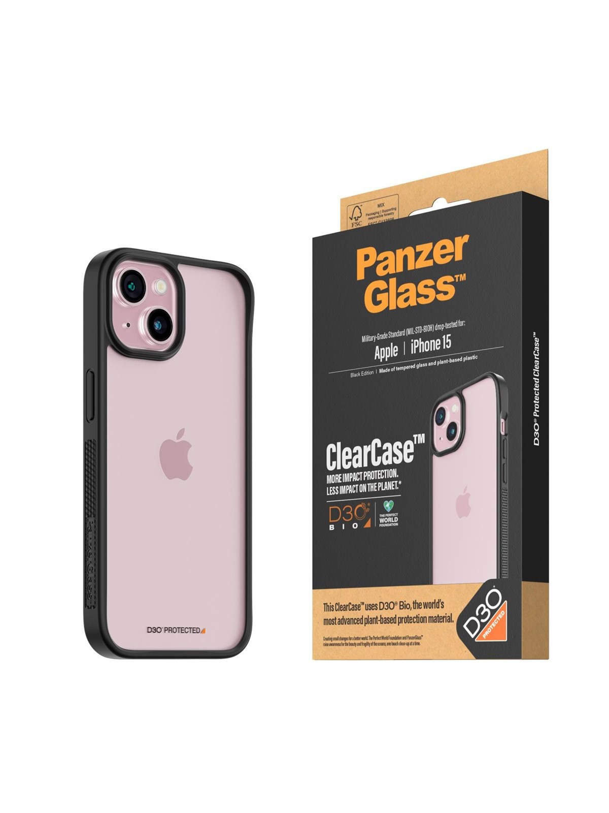 PanzerGlass ClearCase with D3O iPhone 15, Mobilcover