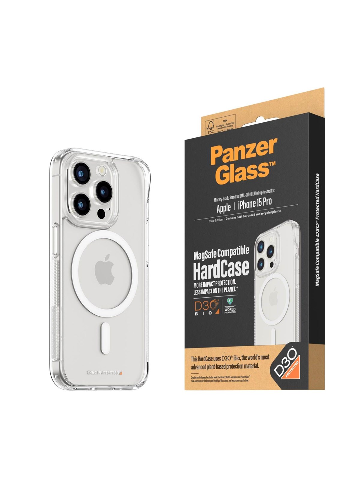 PanzerGlass HardCase MagSafe Compatible with D3O iPhone 15 Pro, Mobilcover
