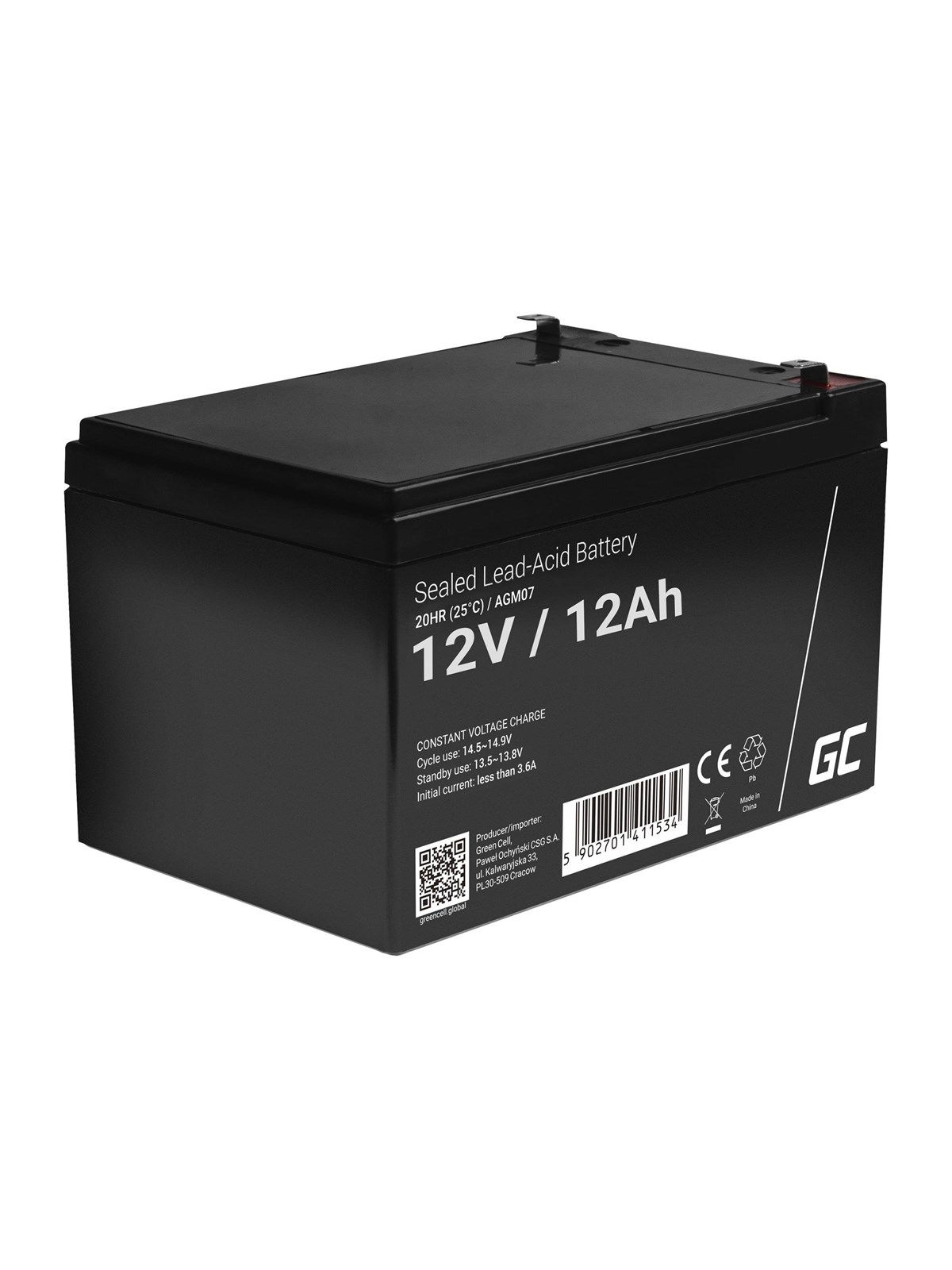 Green Cell AGM07 AGM 12V/12Ah Gel Deep Cycle, Ups