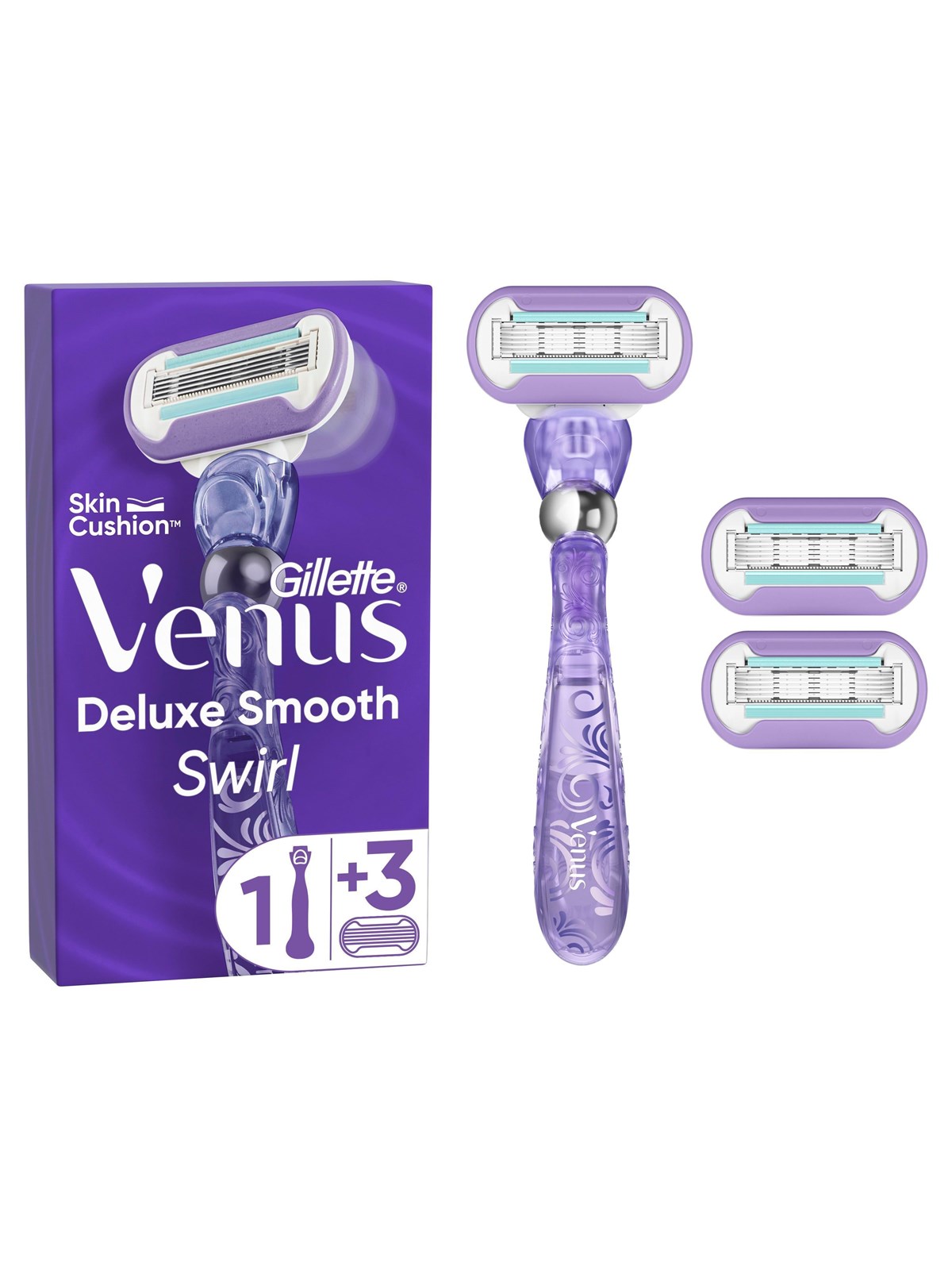 Gillette-Venus Deluxe Smooth Swirl Handle + 3 blades, Barbergrej