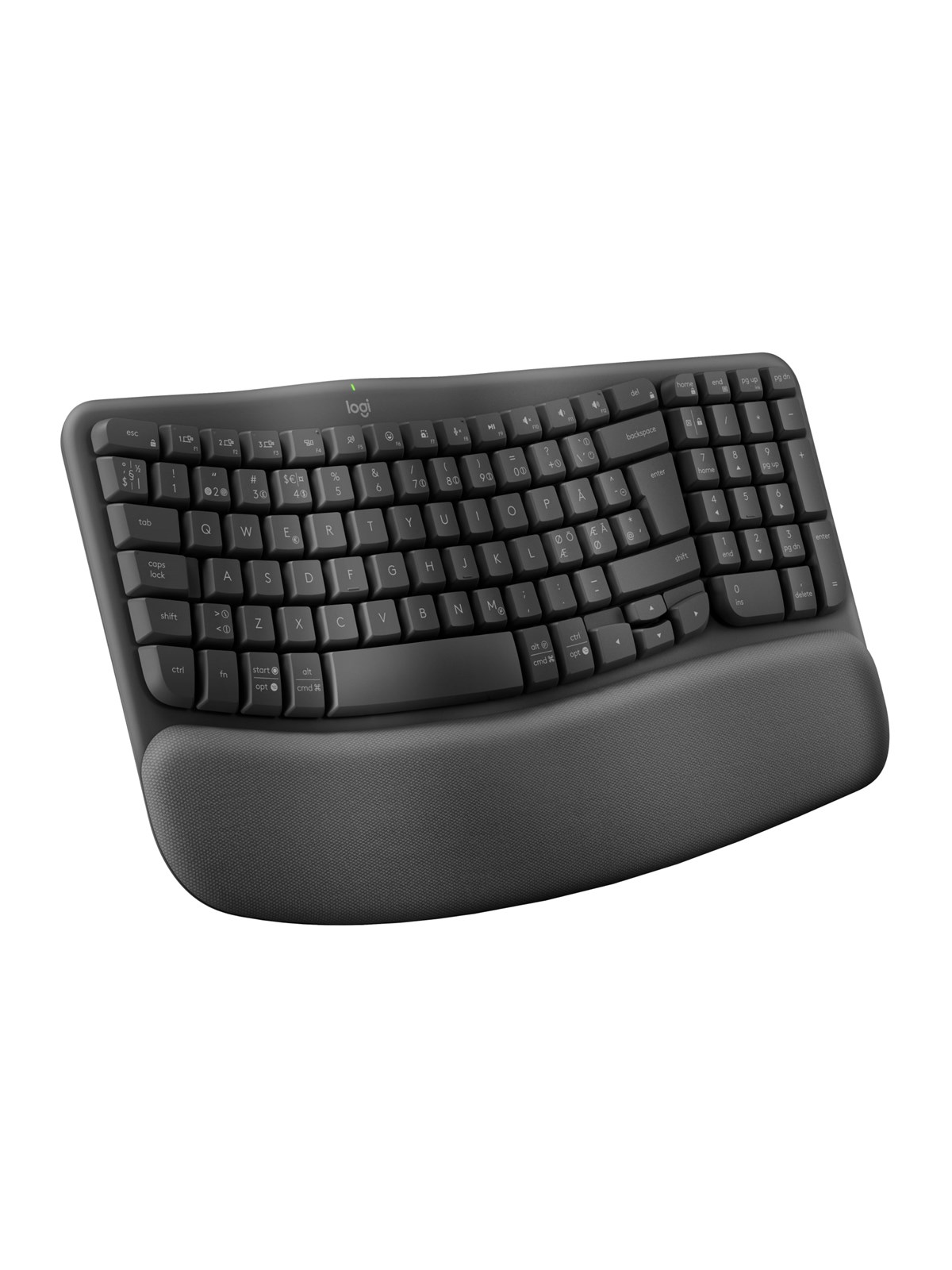 Logitech Wave Keys - Graphite - ND - Ergonomisk tastatur - Nordisk - Sort