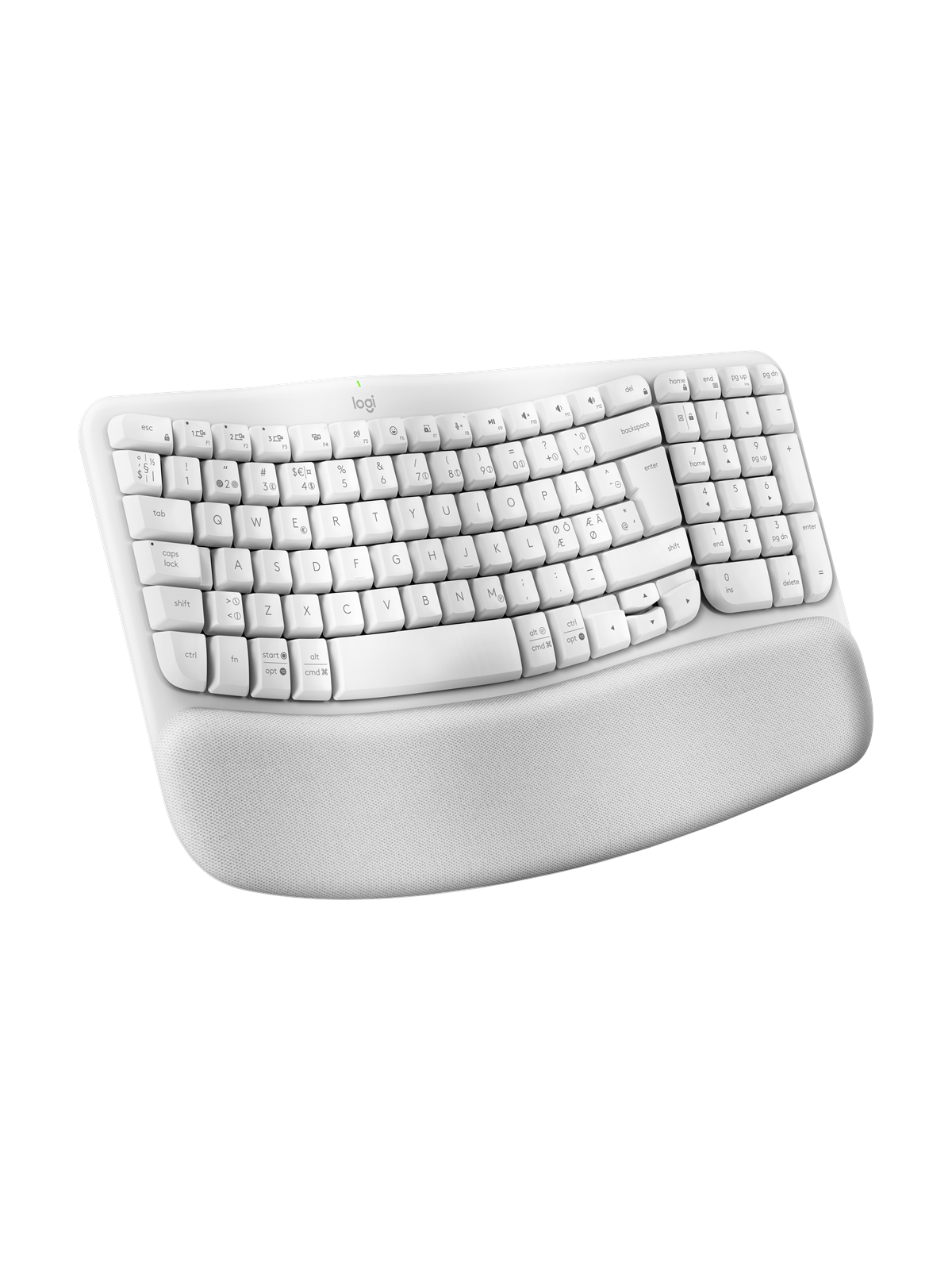 Logitech Wave Keys - Off-White - ND - Ergonomisk tastatur - Nordisk - Hvid