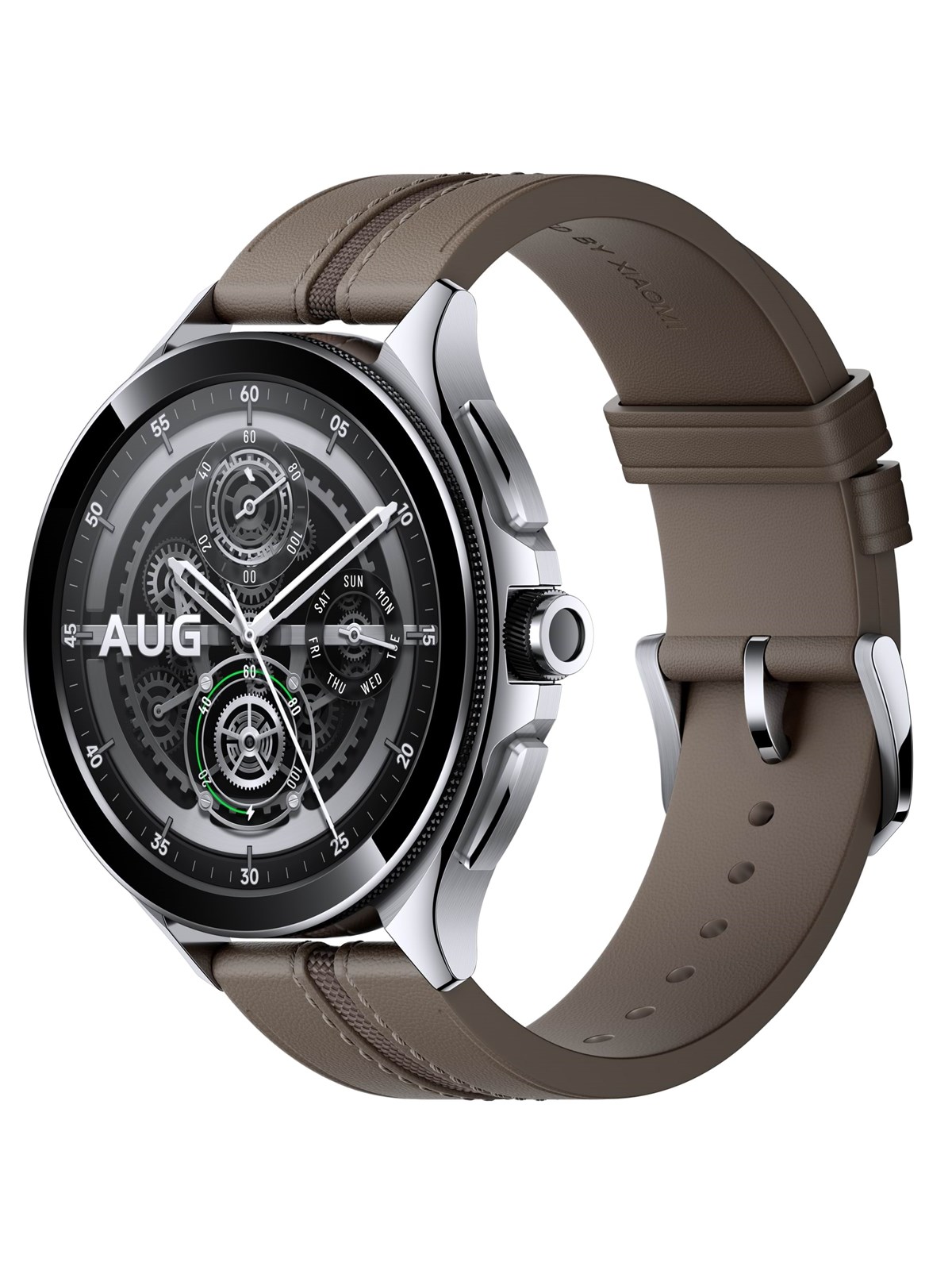 Xiaomi Watch 2 Pro - Silver Case with Brown Leather Strap, Smartwatch