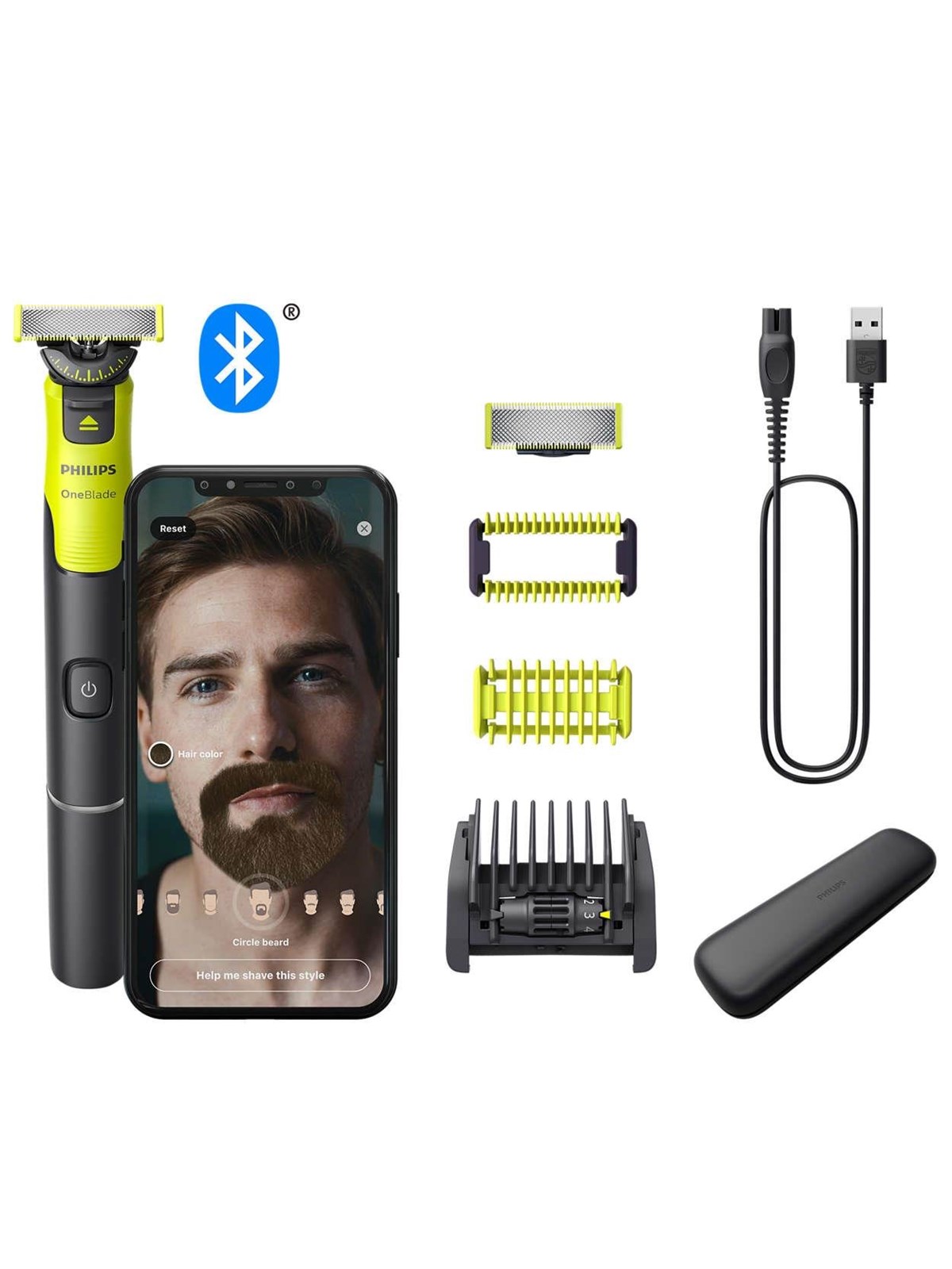 Philips Skægtrimmer OneBlade 360 with Connectivity Face + Body, Hårtrimmer