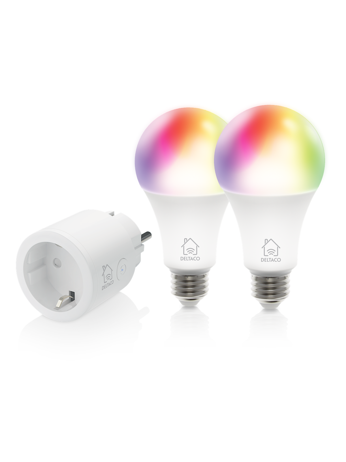 Deltaco Startsæt, smart stik og 2 stk. RGB LED-lys, Smart Home